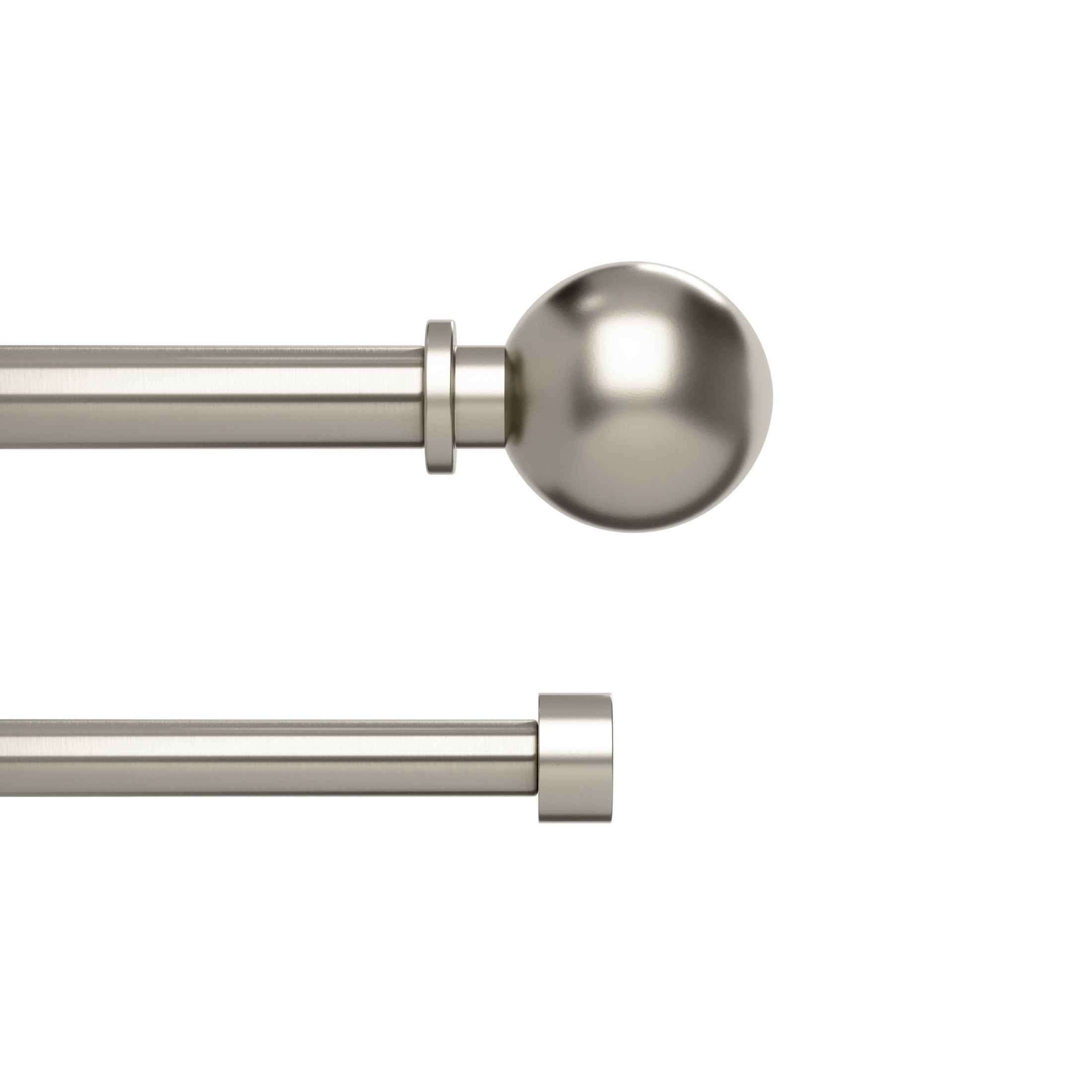 Nickel Adjustable Double Curtain Rod with Ball Finials