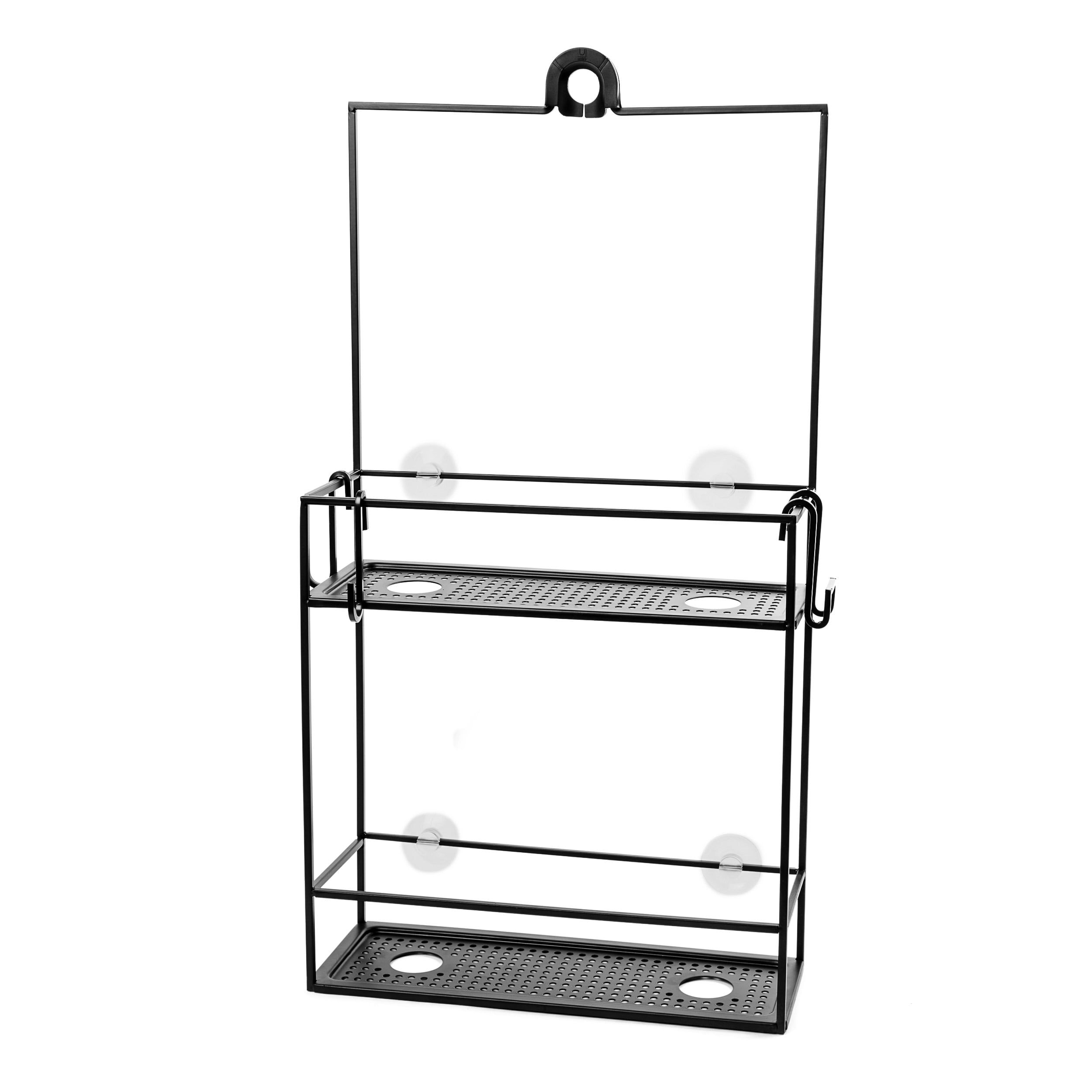 Cubiko Black Metal Dual-Shelf Suction Mounted Shower Caddy