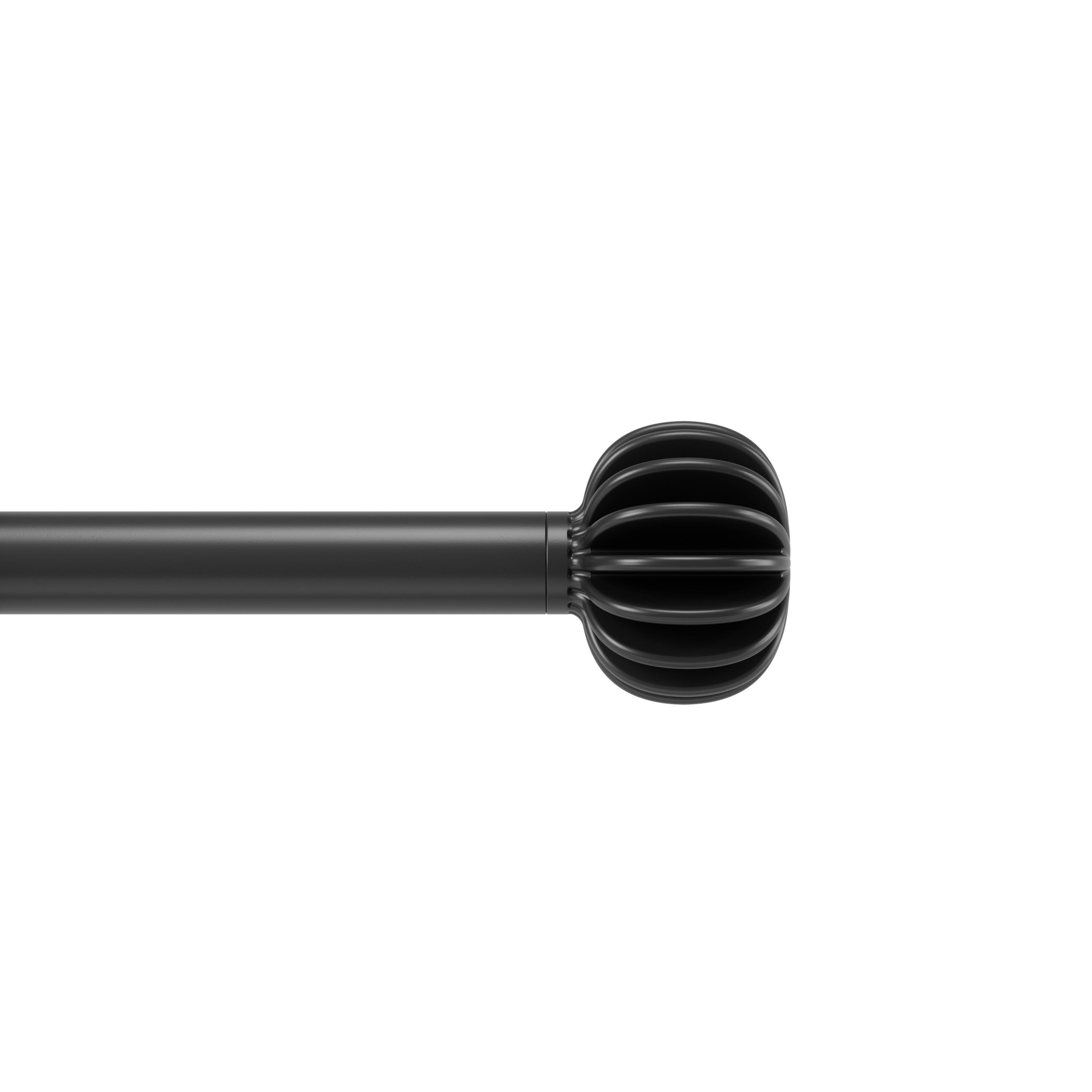 Matte Black Adjustable Steel Curtain Rod with Pleated Finial