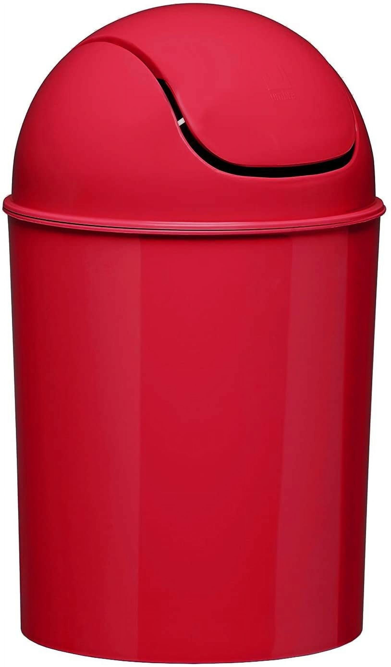 Red Plastic Mini Swing-Top Waste Can for Kids