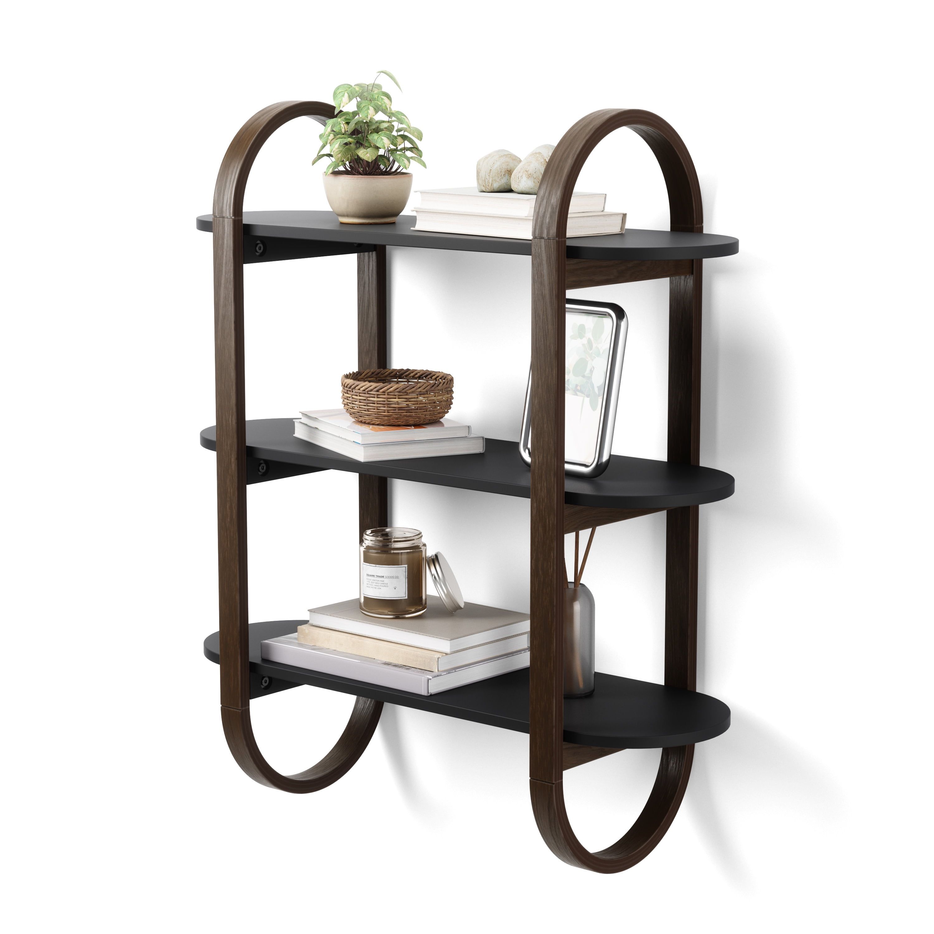 Bellwood Black Walnut 3-Tier Floating Wall Shelf