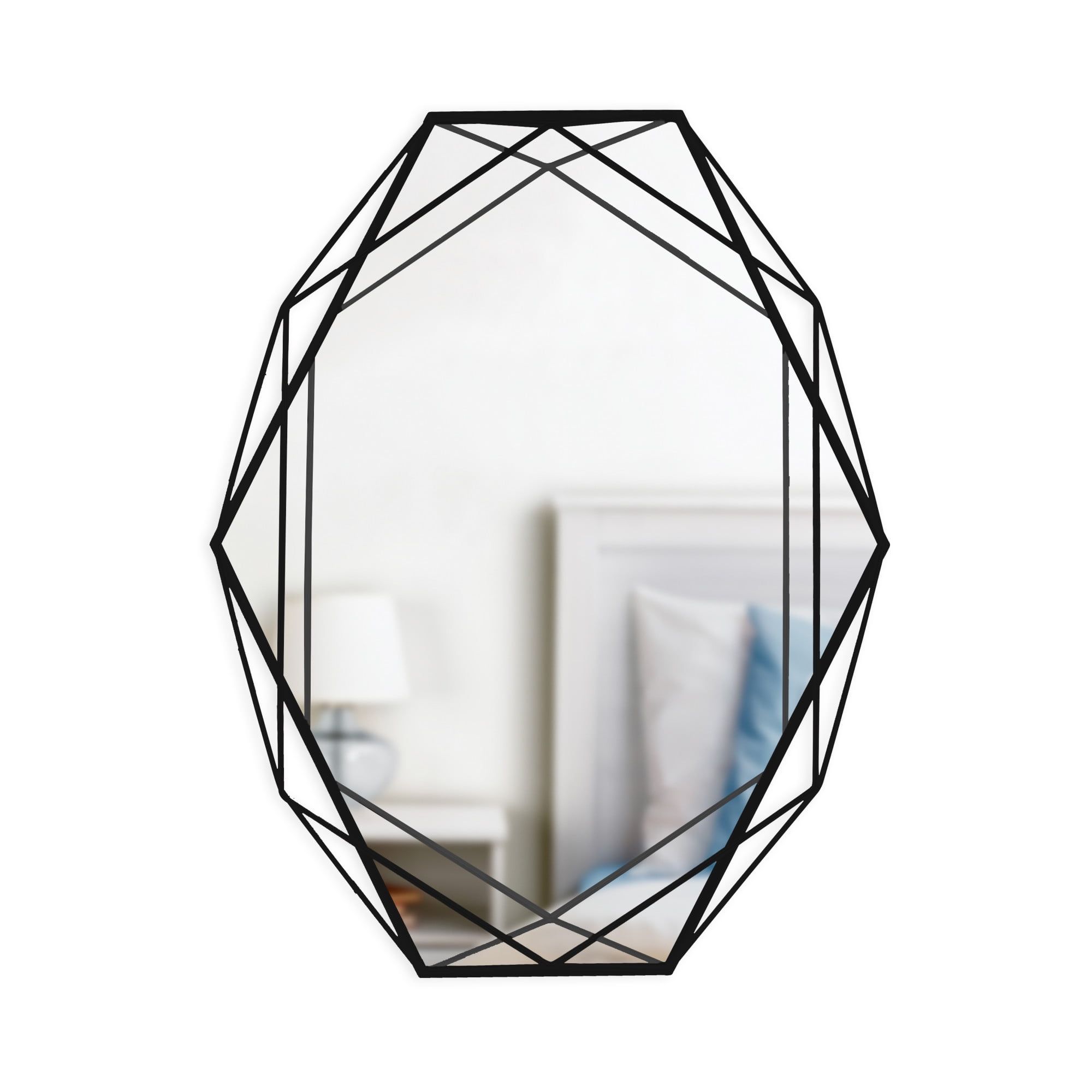 Black Geometric Wire Frame Rectangular Wall Mirror