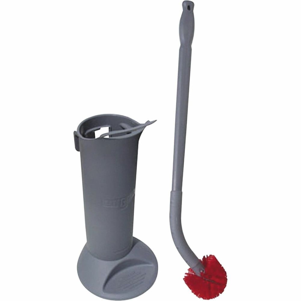 Gray and Red Ergonomic Toilet Brush System with Holder