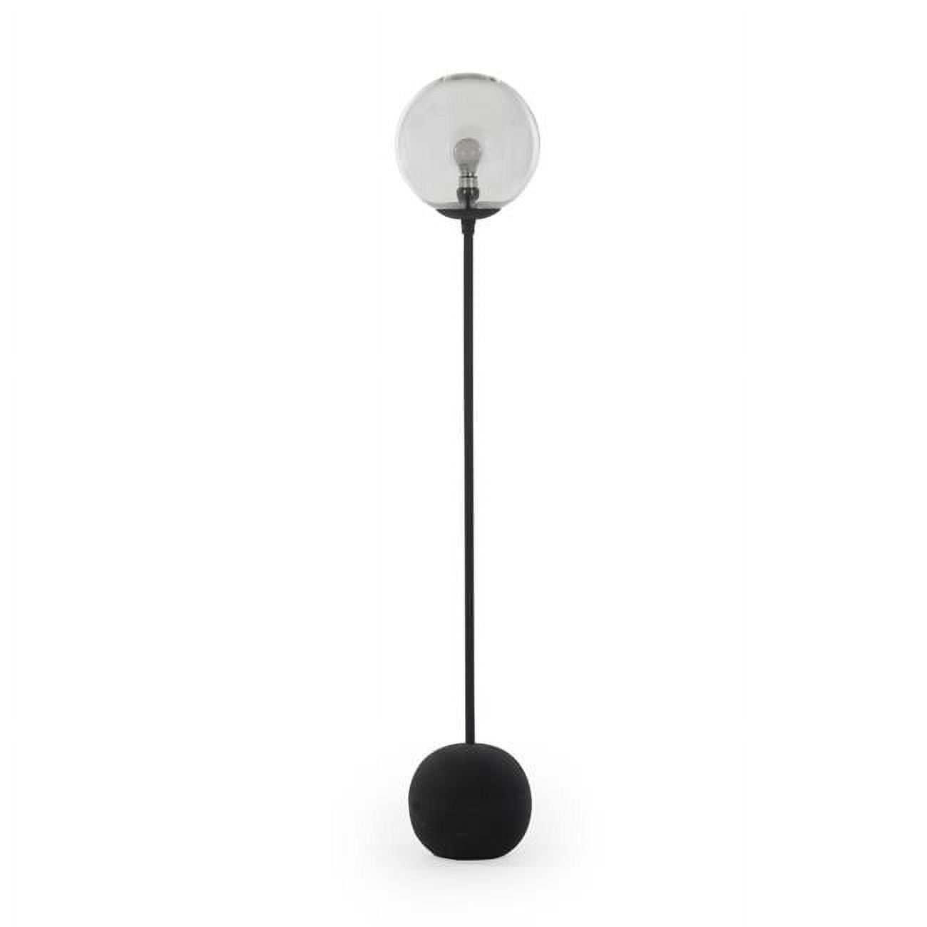 Cannon Sphere Rustic Modern Floor Lamp with Glass Globe, Black