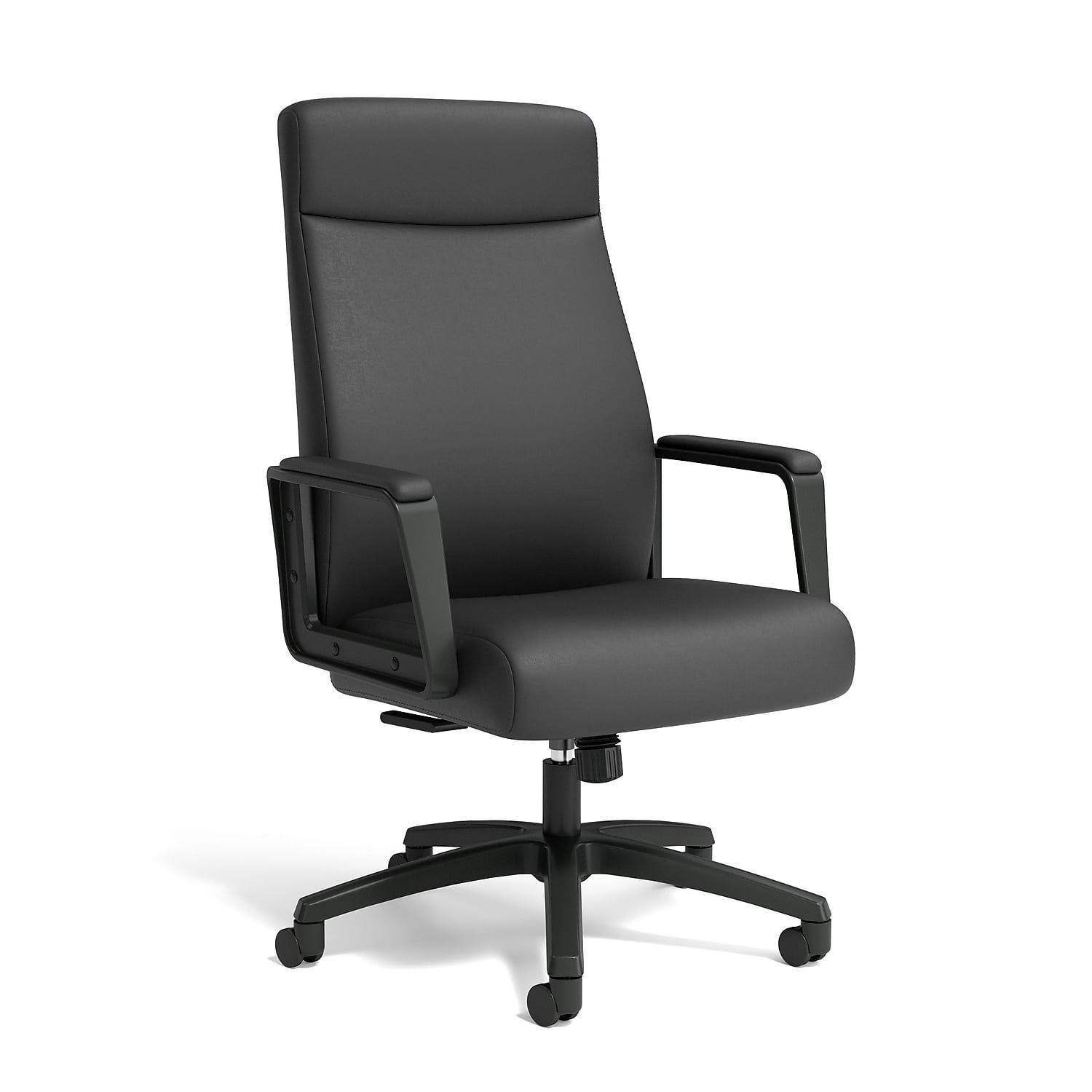 Black Bonded Leather Manager Chair with Fixed Arms