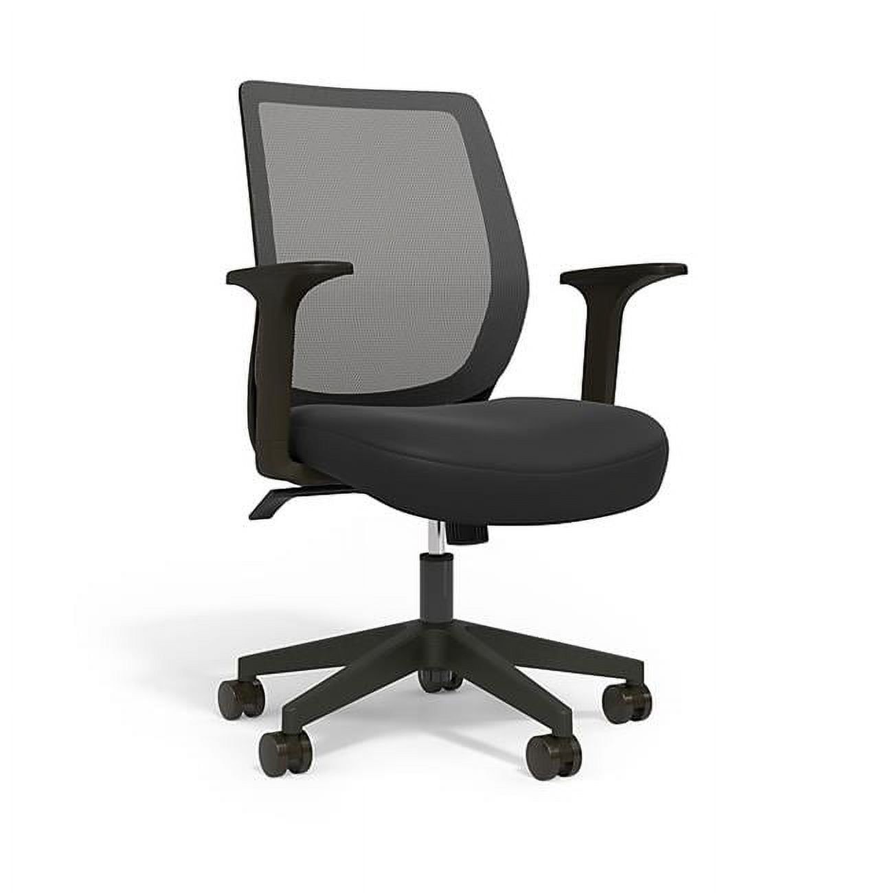 Ergonomic Black Mesh Back Fabric Task Chair with Fixed Arms