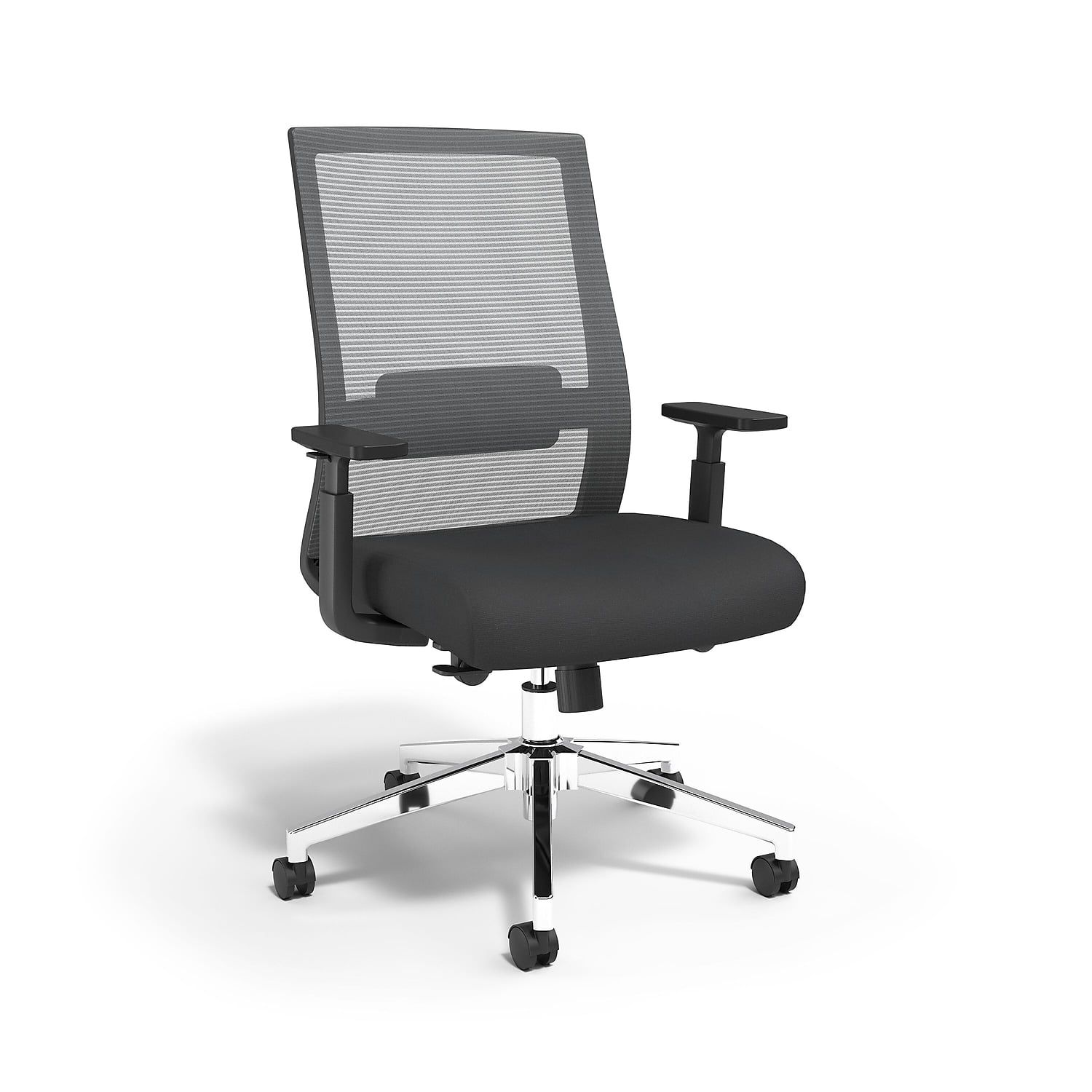 Black Mesh and Fabric Ergonomic Task Chair with Adjustable Arms