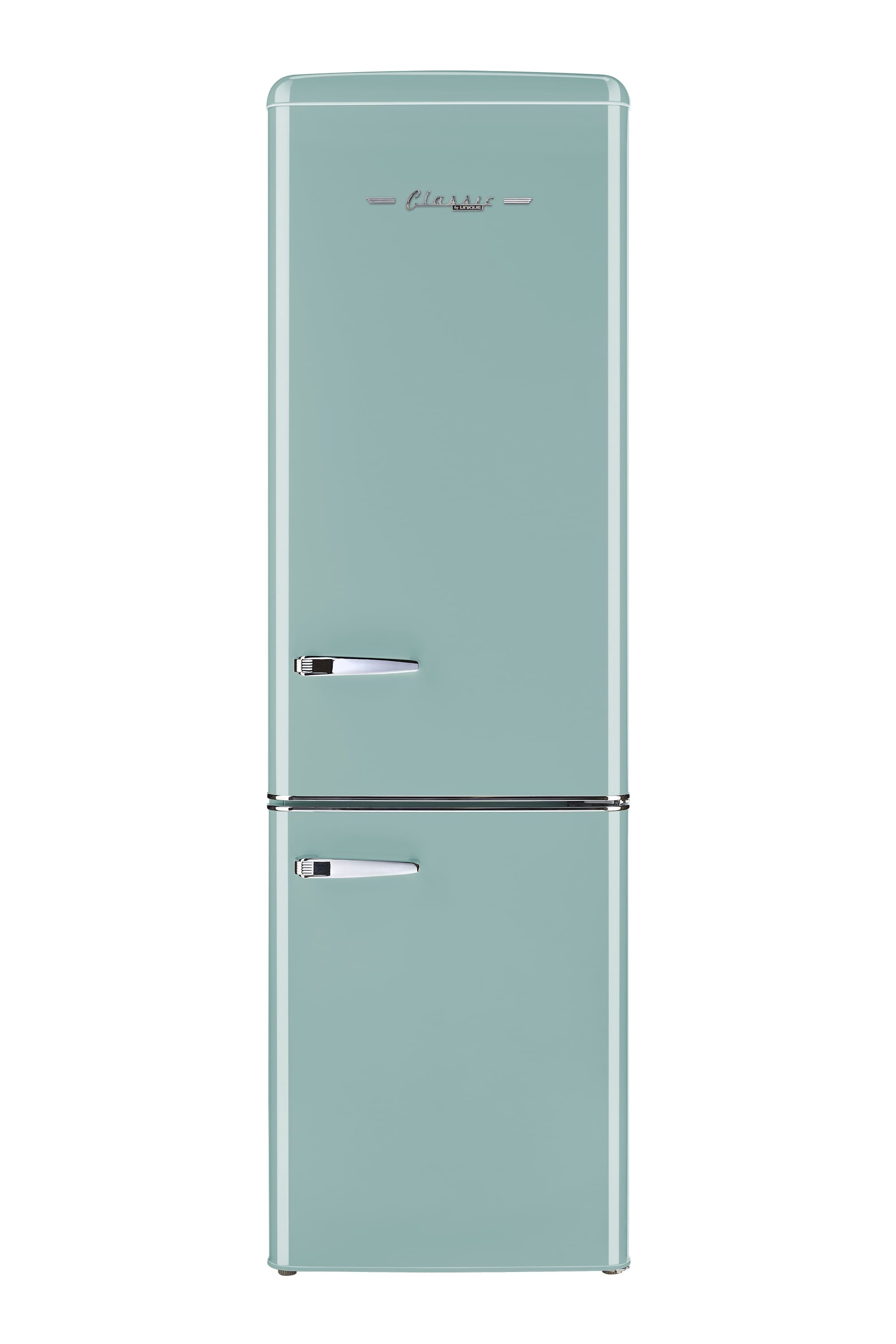 Ocean Mist Turquoise Retro Bottom Freezer Refrigerator with Glass Shelves