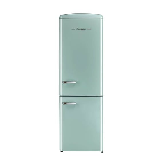 Ocean Mist Turquoise Retro Bottom Freezer Refrigerator with Glass Shelves