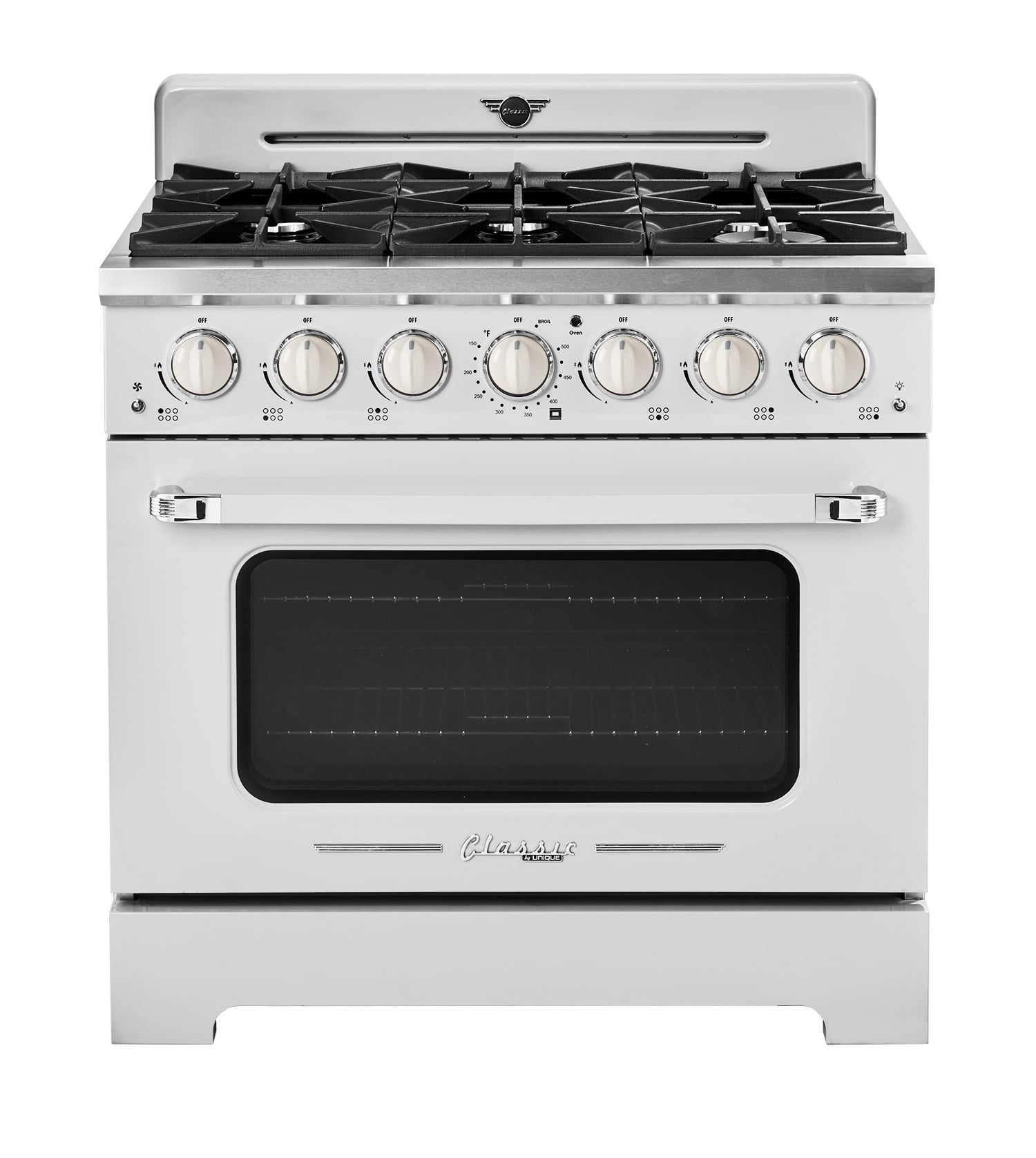 Marshmallow White 36" Retro Freestanding Gas Range with Convection Oven