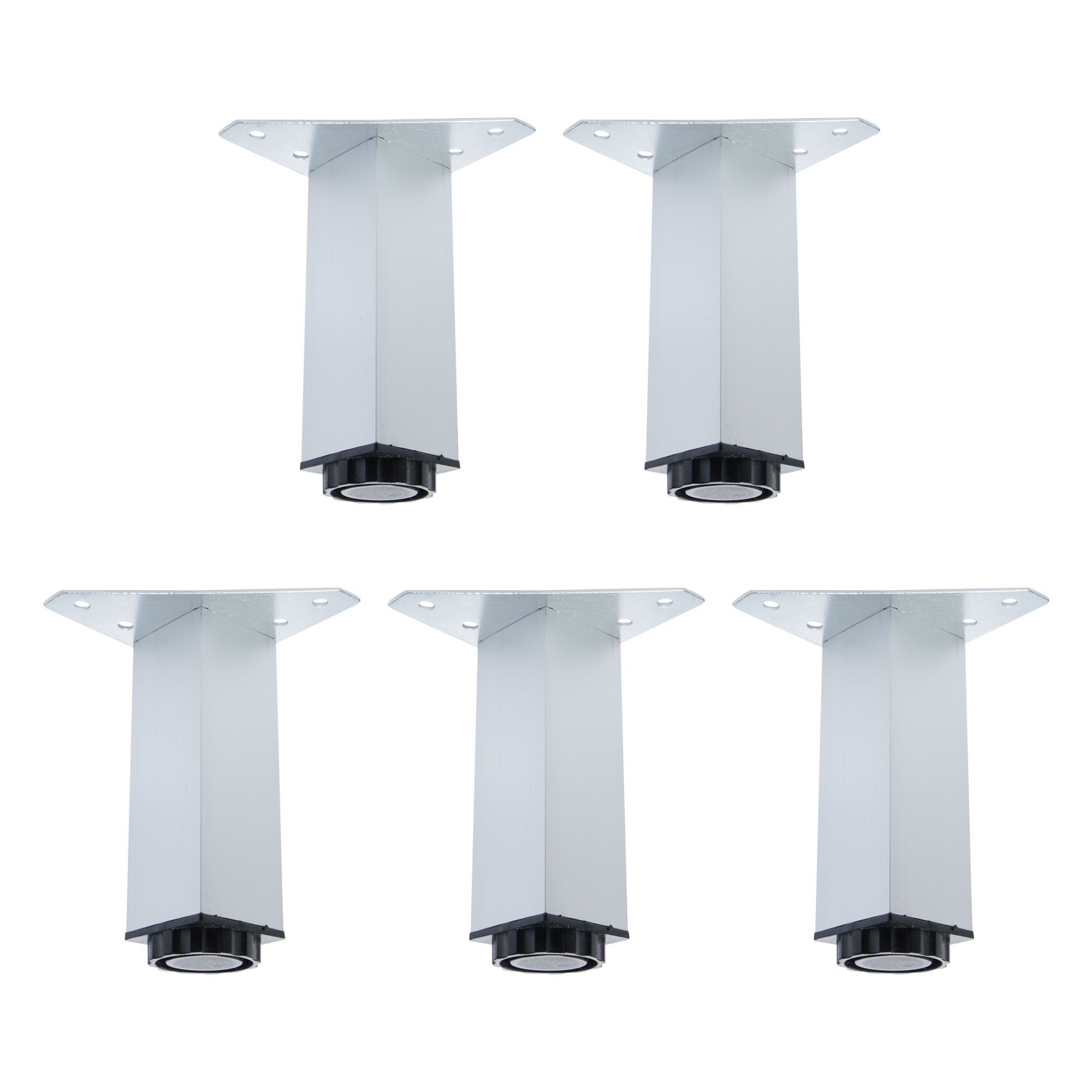 5 Inch Silver Adjustable Aluminum Furniture Legs Set of 5