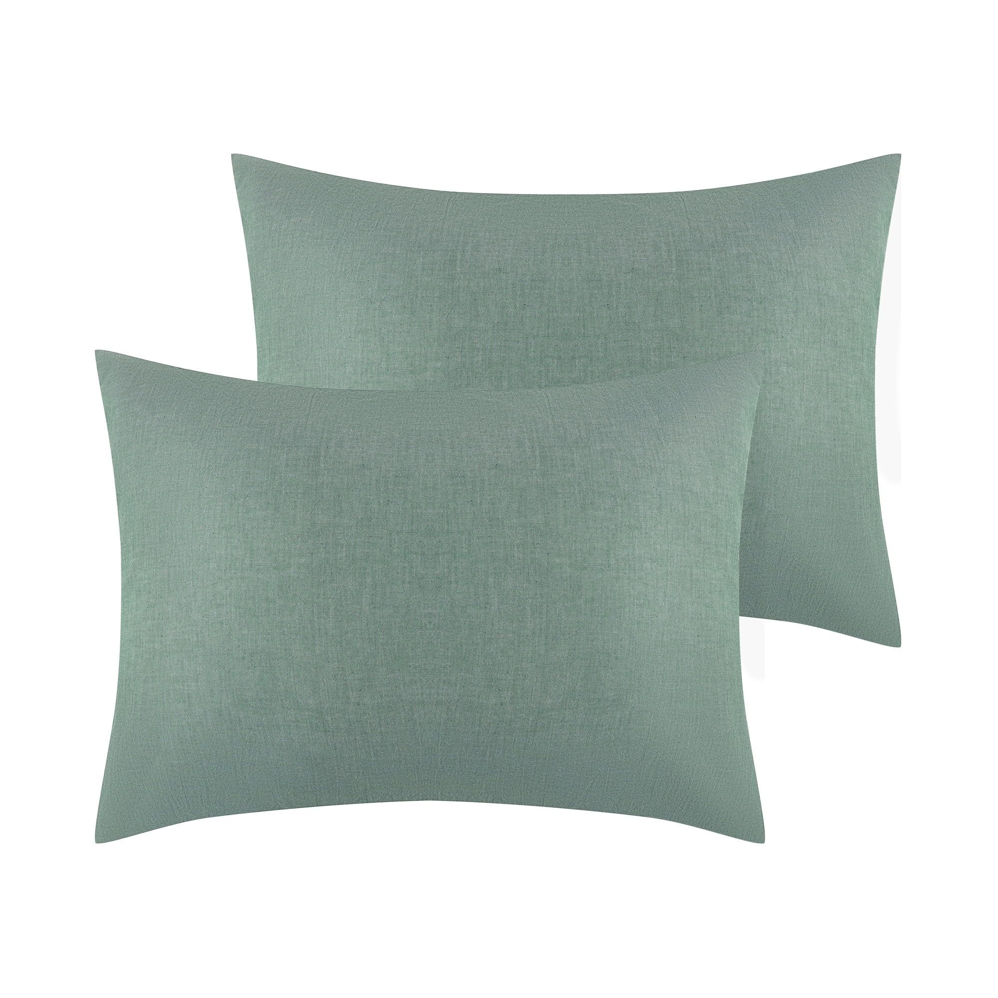 Sage Green Polyester Envelope Closure Queen Pillowcase Set