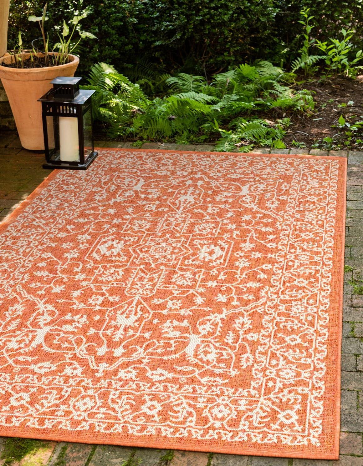 Terracotta Easy-Care Synthetic 4' x 6' Outdoor Rectangular Rug