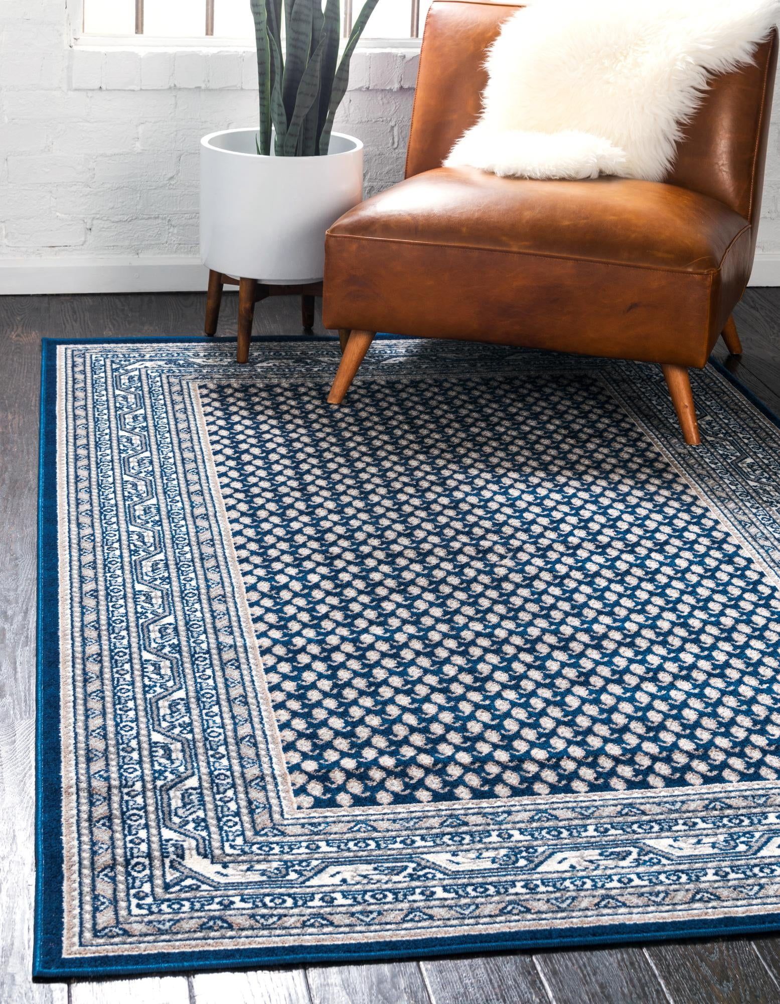 Handmade Williamsburg Easy Care Blue Synthetic 5'3" x 8' Rug