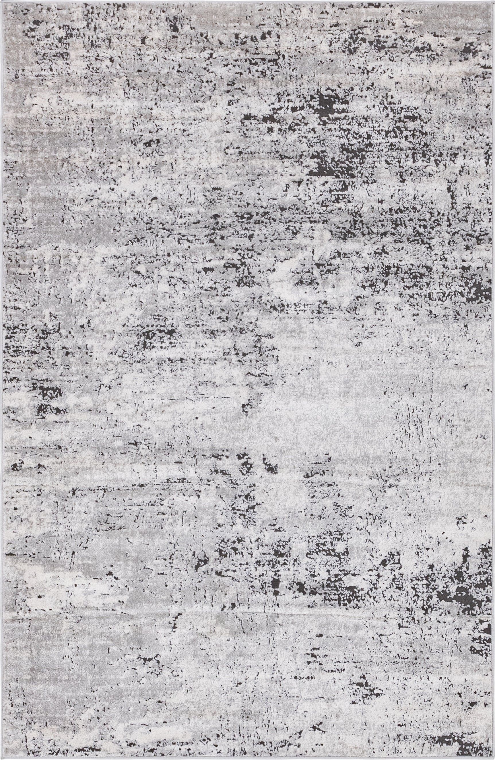 Urban Loft-Inspired Abstract Gray Synthetic 5x8 Area Rug