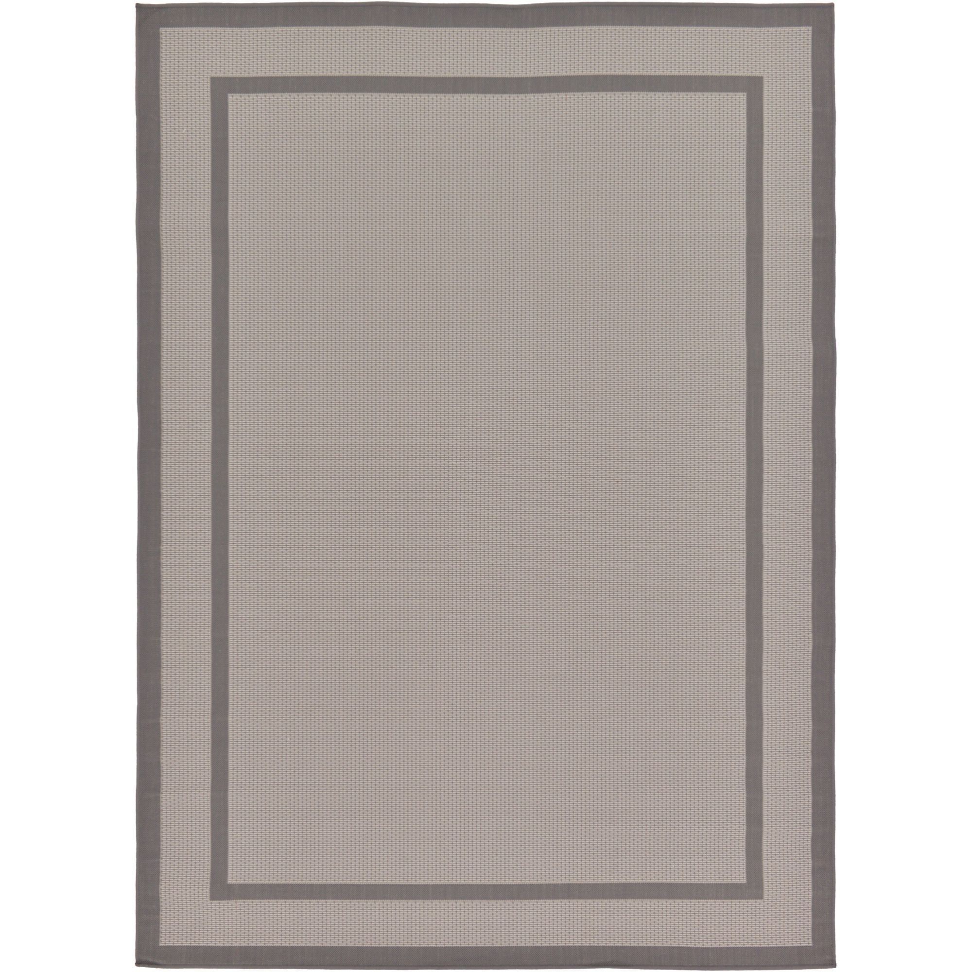 Reversible Easy-Care Gray Synthetic Outdoor Rug 7' x 10'