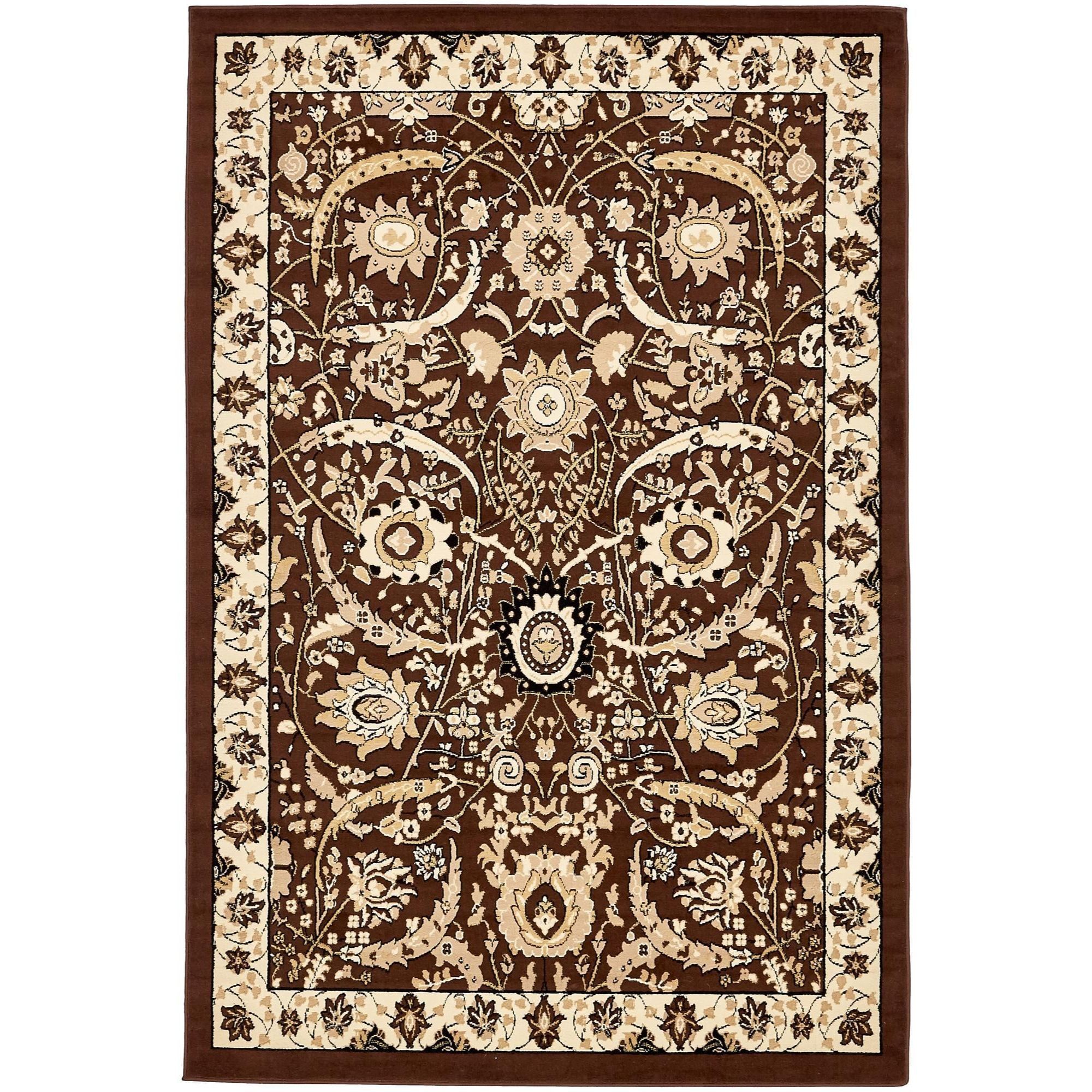 Handmade Espahan Brown Synthetic 6' x 9' Easy-Care Area Rug