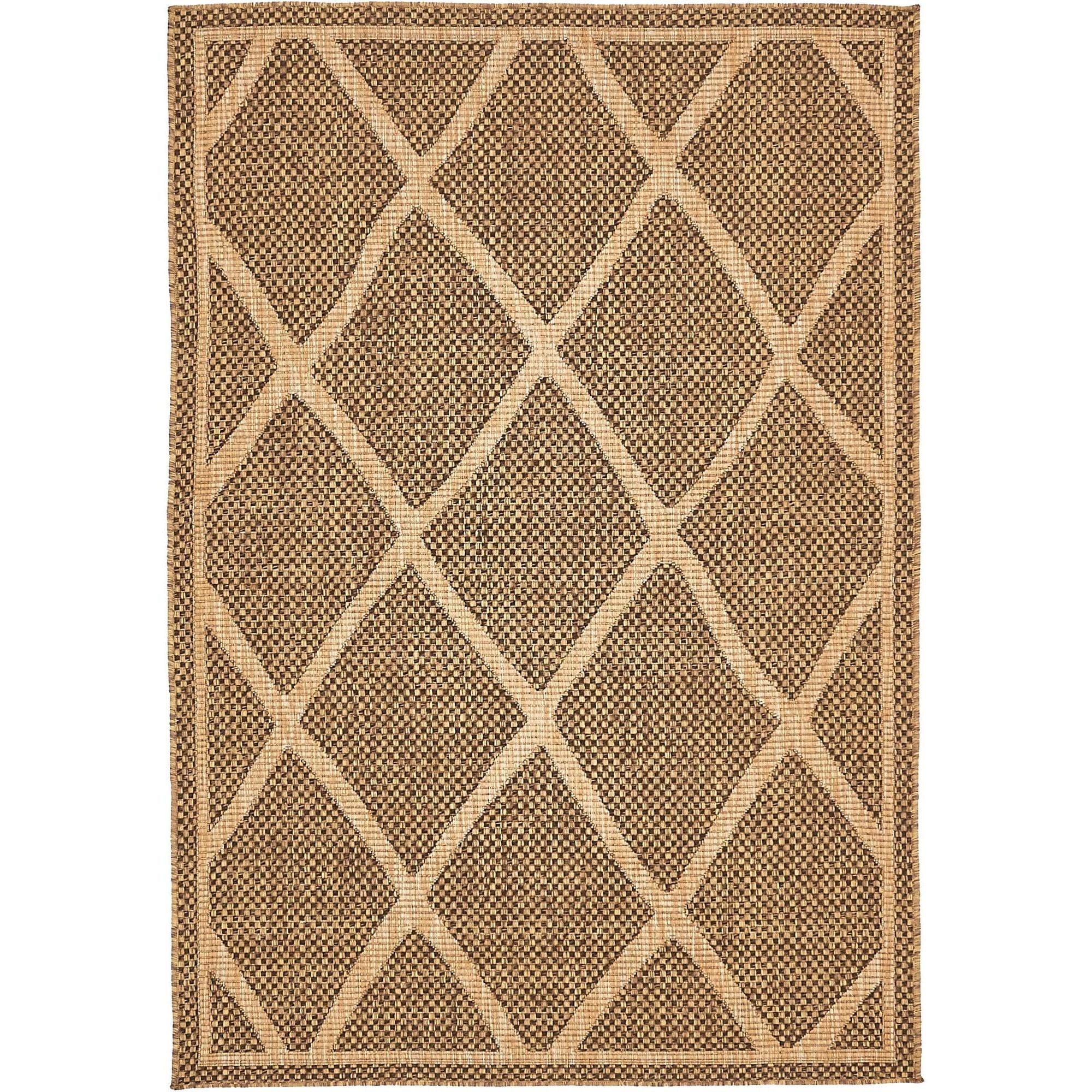 Reversible Brown Diamond 4' x 6' Synthetic Outdoor Rug