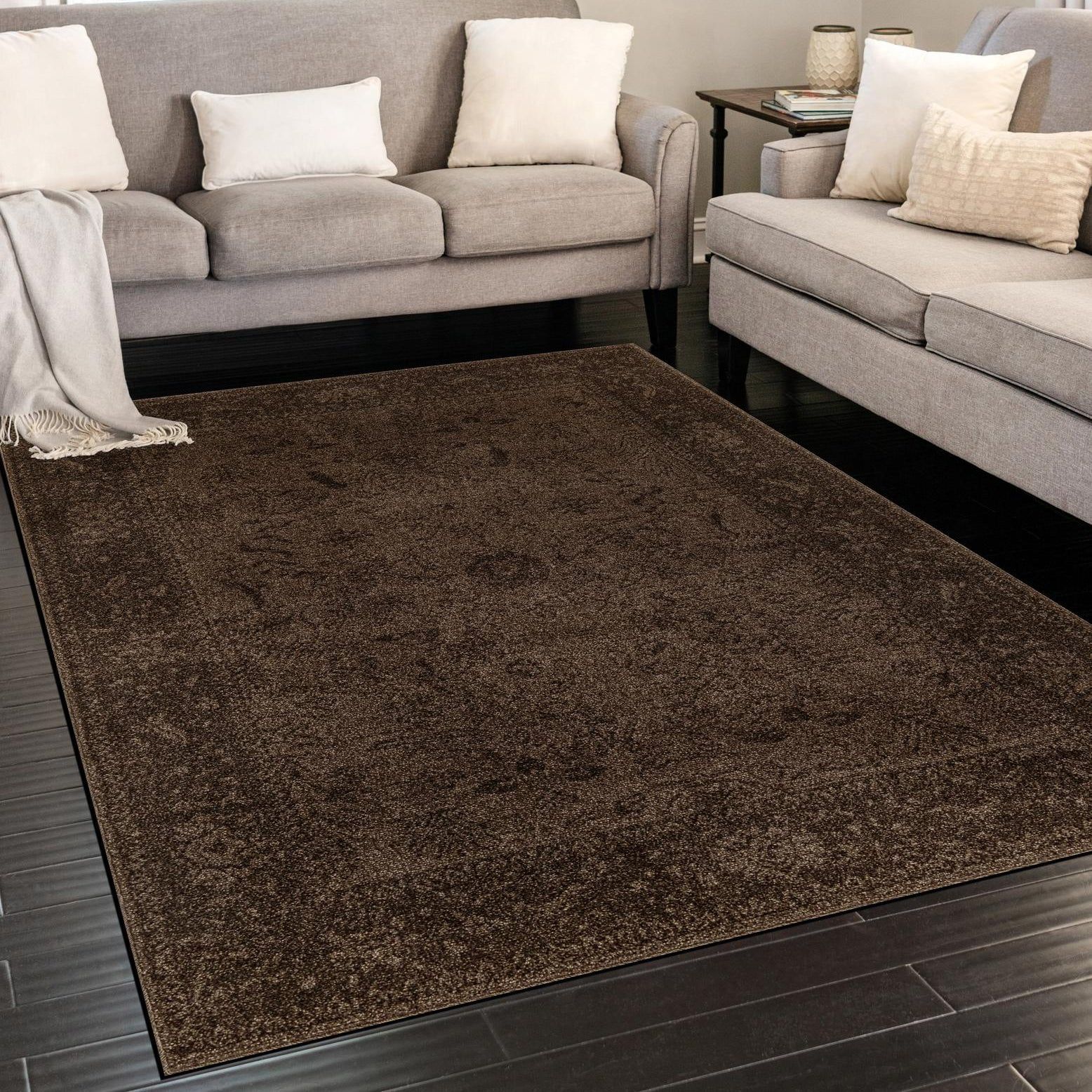 Reversible Easy-Care Floral Synthetic Rug 4' x 6' in Brown