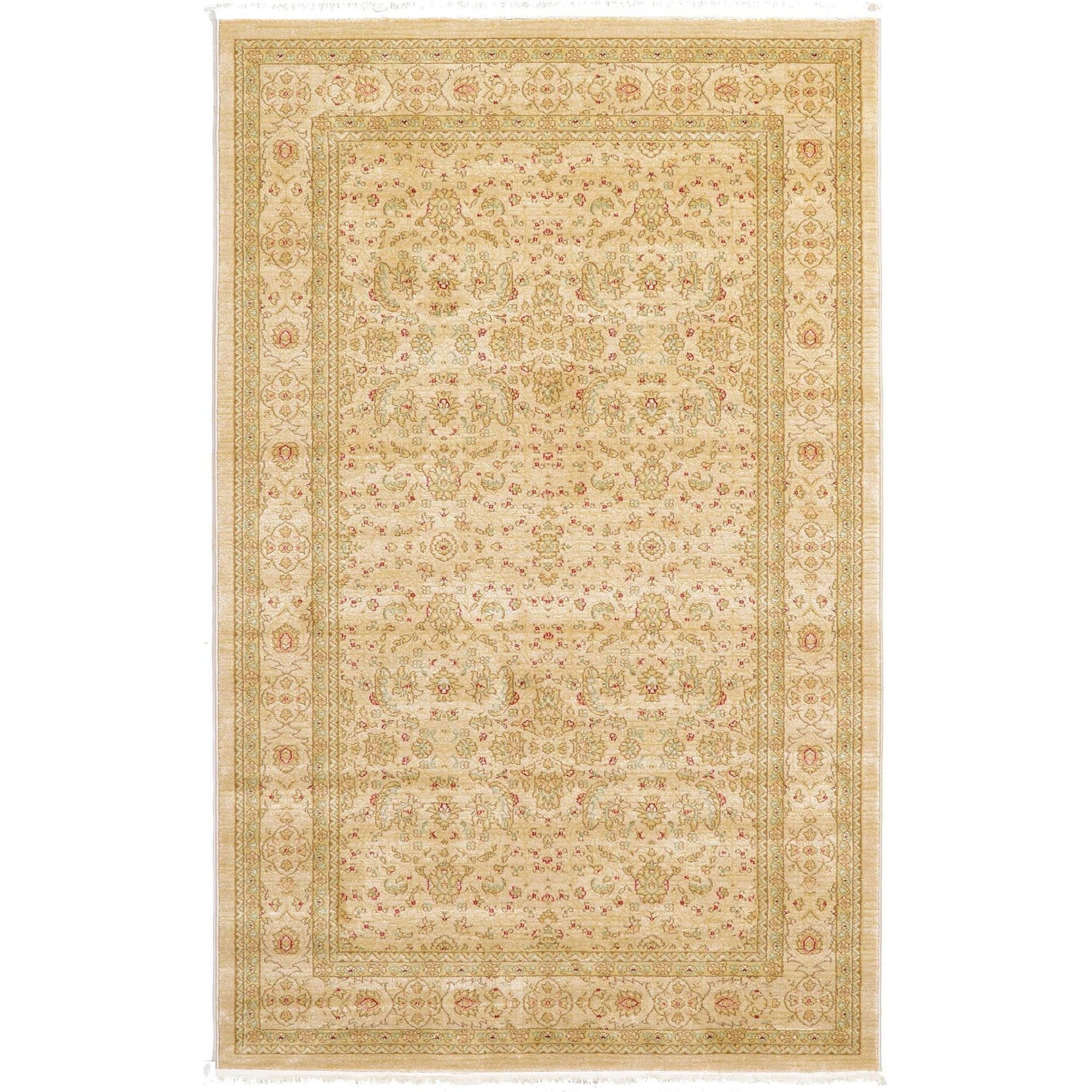 Elegant Cream 5' x 8' Rectangular Synthetic Area Rug