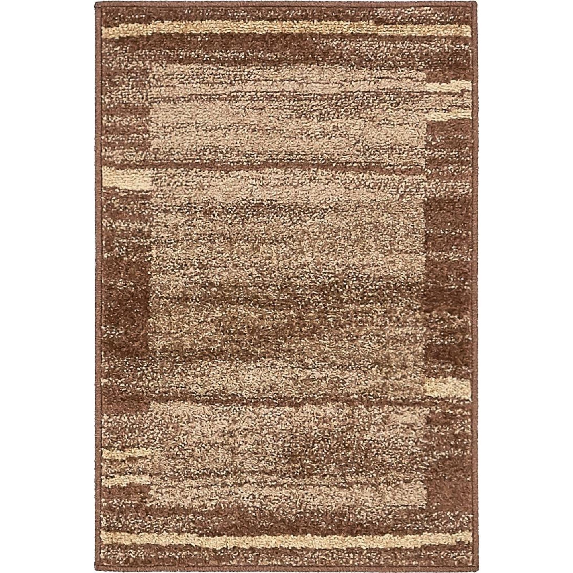 Modern Abstract Brown & Beige Indoor Area Rug - 2' x 3'