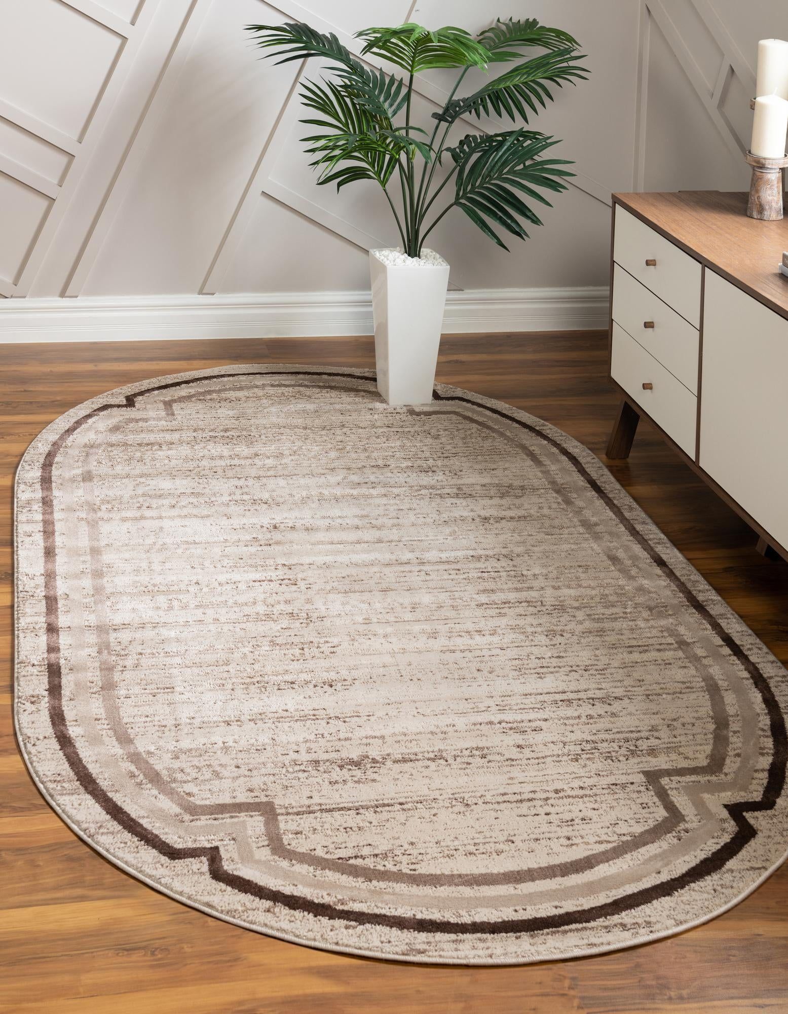 Serene Oasis 8' x 10' Oval Braided Brown Abstract Synthetic Rug