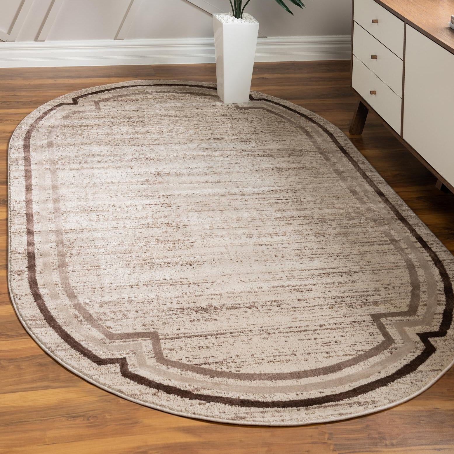 Serene Oasis 8' x 10' Oval Braided Brown Abstract Synthetic Rug