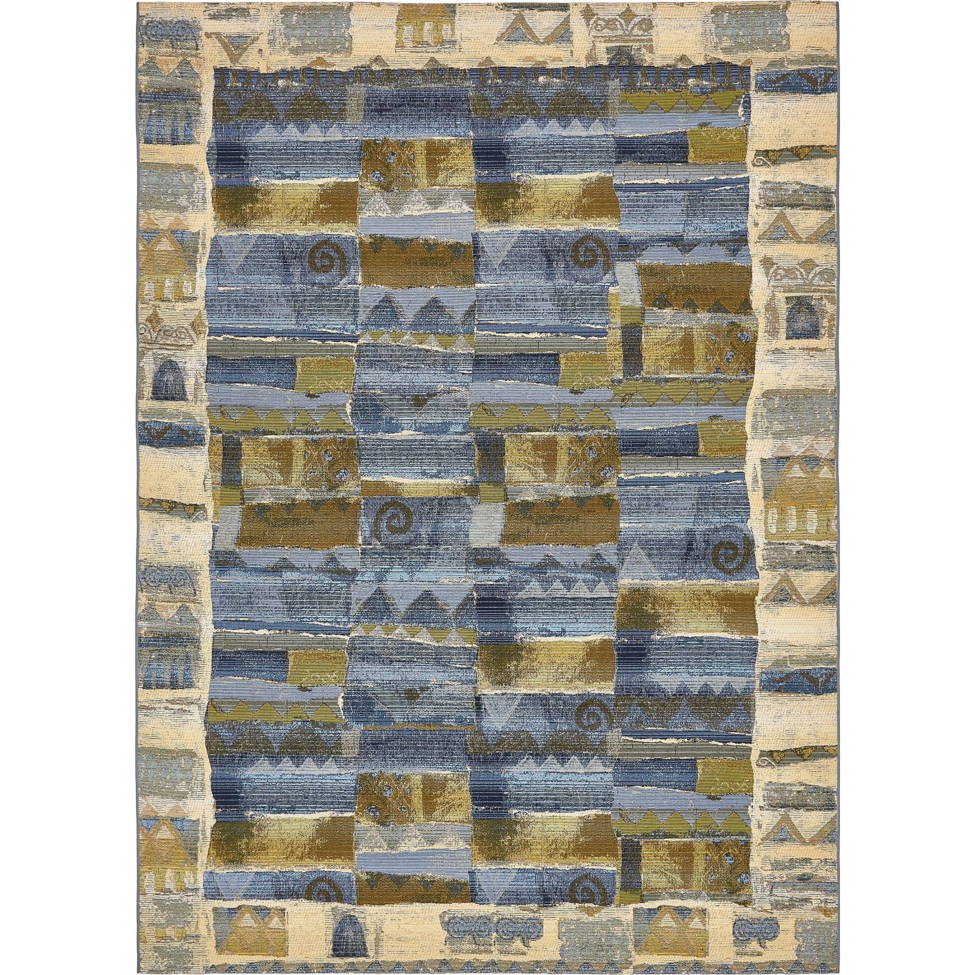 Serenity Blue 8' x 11' Flatweave Outdoor Rug - Stain-resistant & Pet-friendly