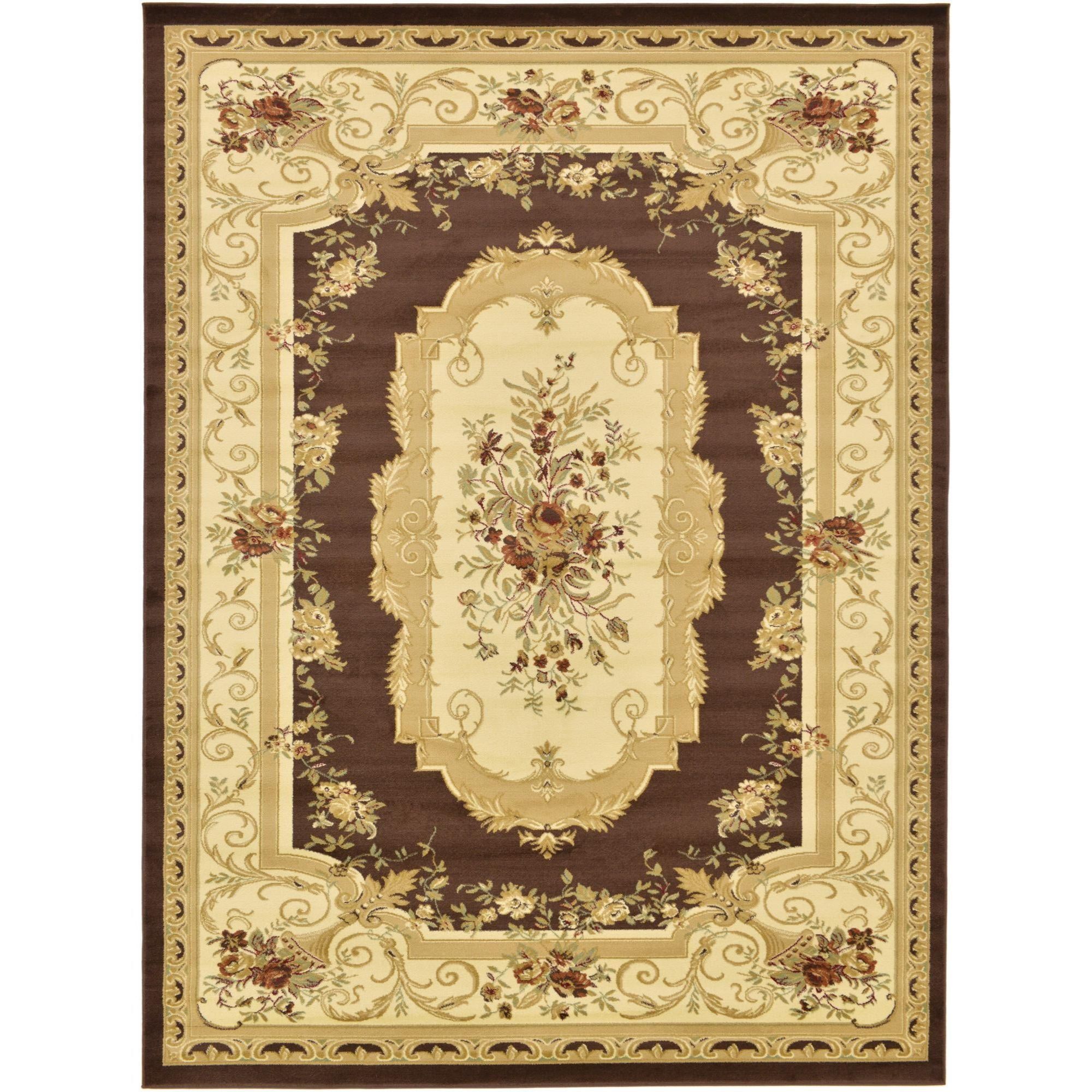 Elegant Versailles Brown 9' x 12' Synthetic Rectangular Rug