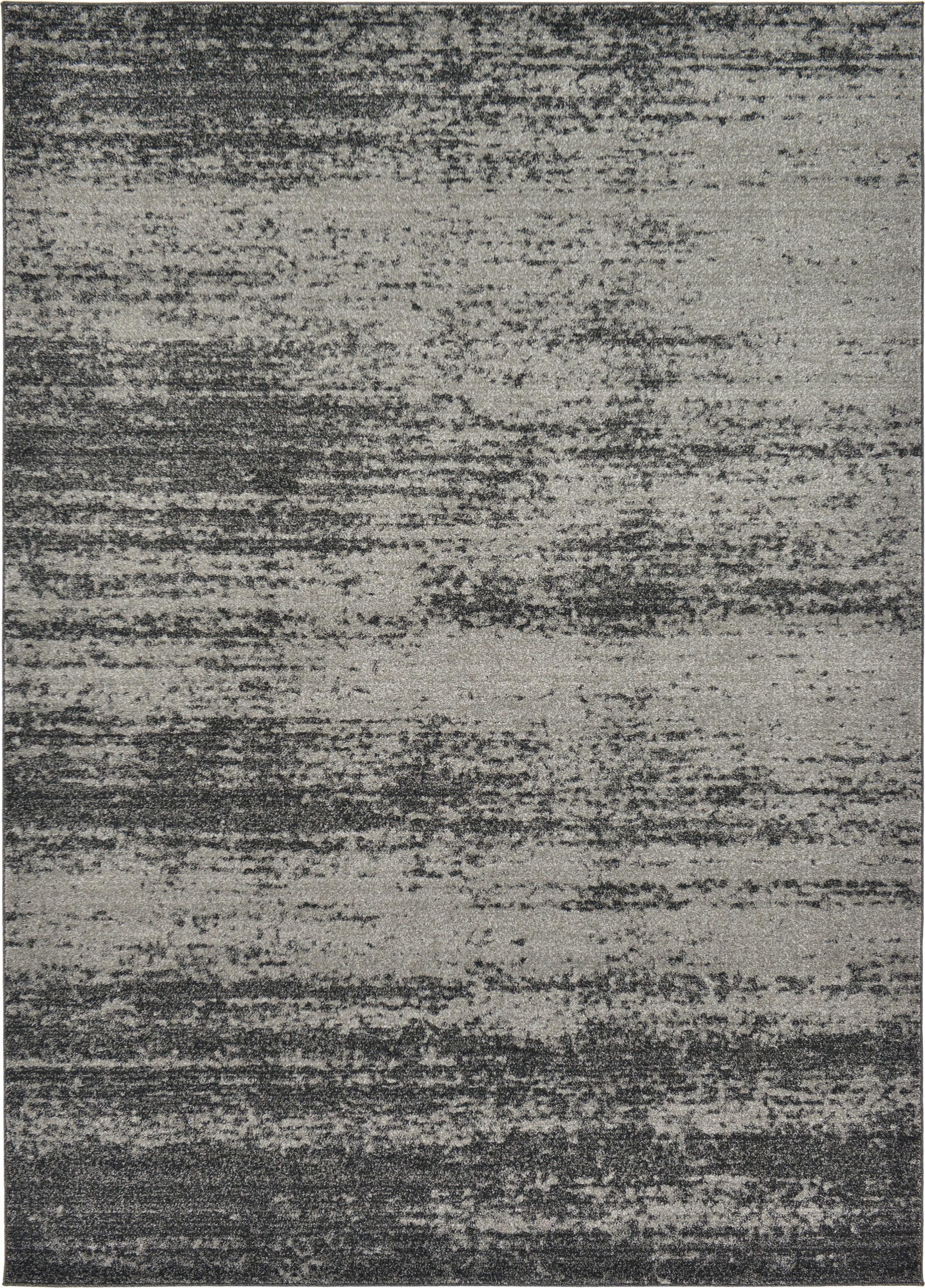 Dark Gray Tufted Rectangular Synthetic Area Rug, 7' x 10'