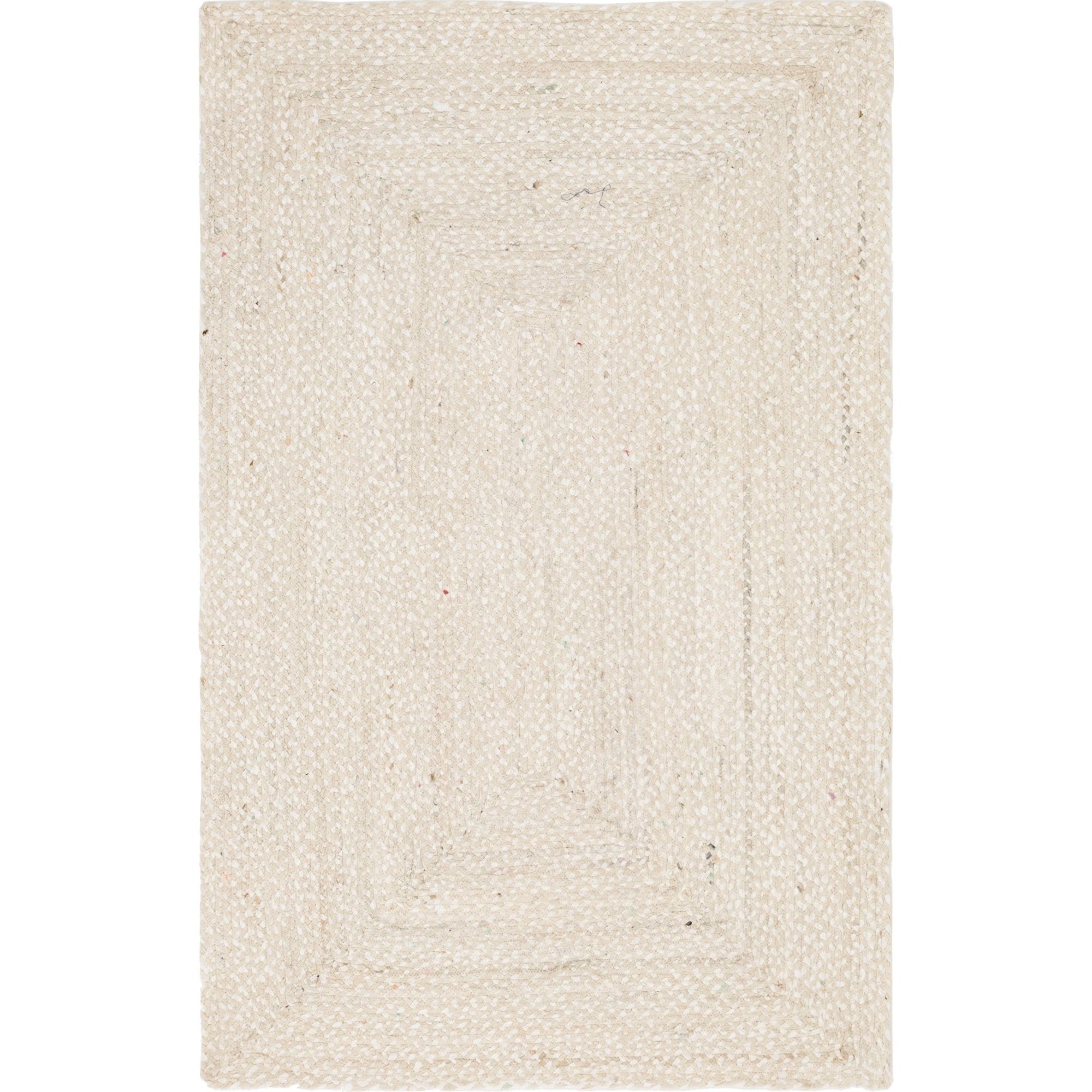 Ivory Braided Cotton Handmade 5' x 8' Area Rug