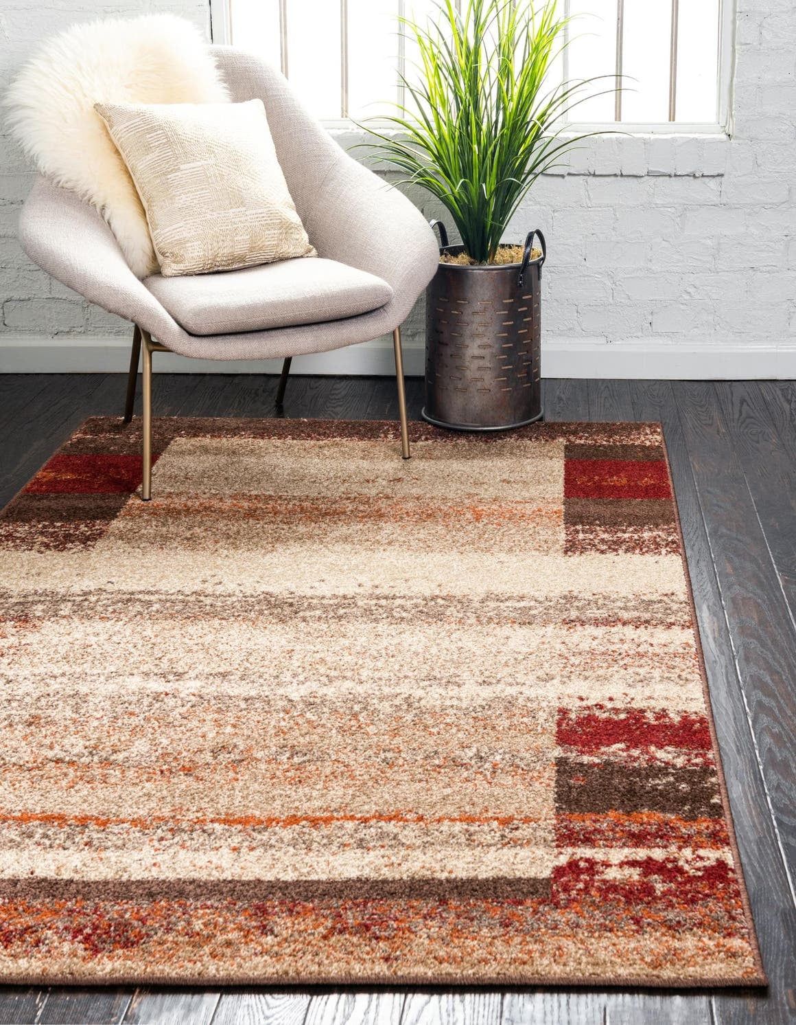 Harvest Maple Abstract Beige and Brown 2' x 3' Synthetic Rug