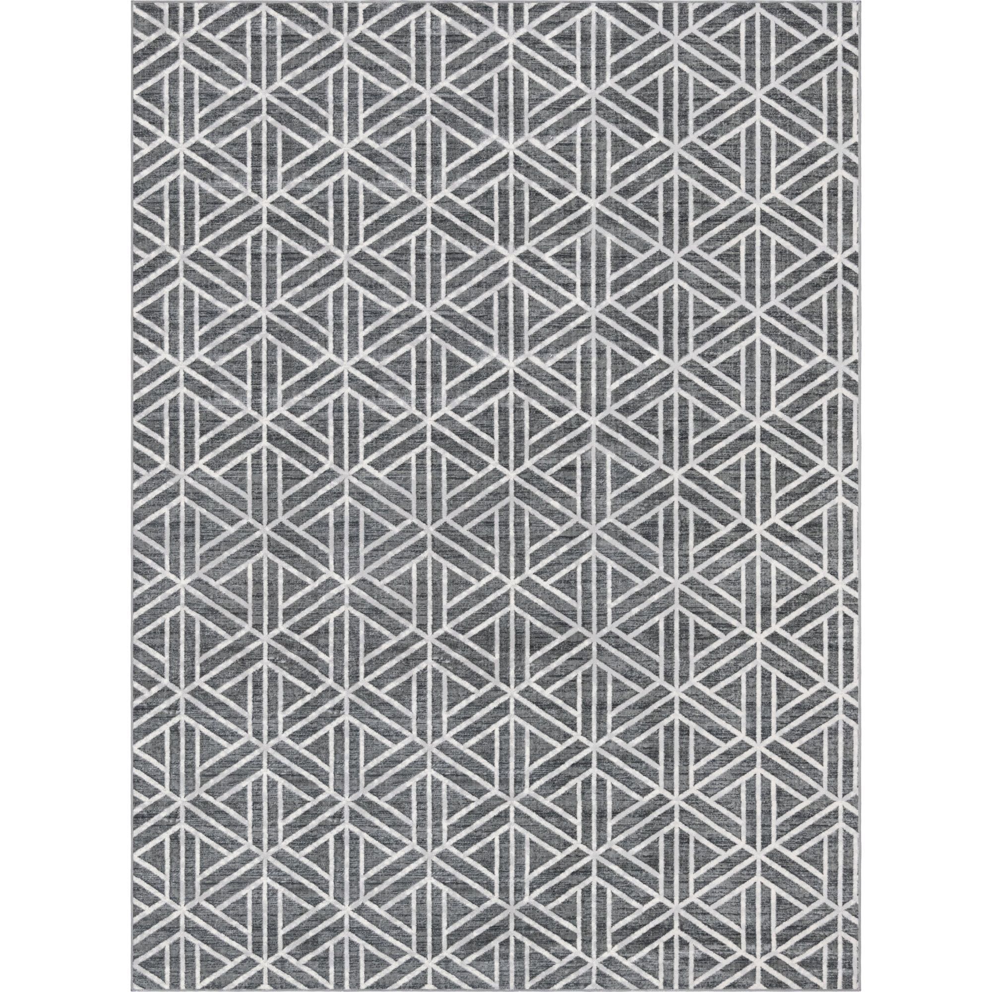 Gray Trellis 10' x 14' Stain-Resistant Synthetic Rug