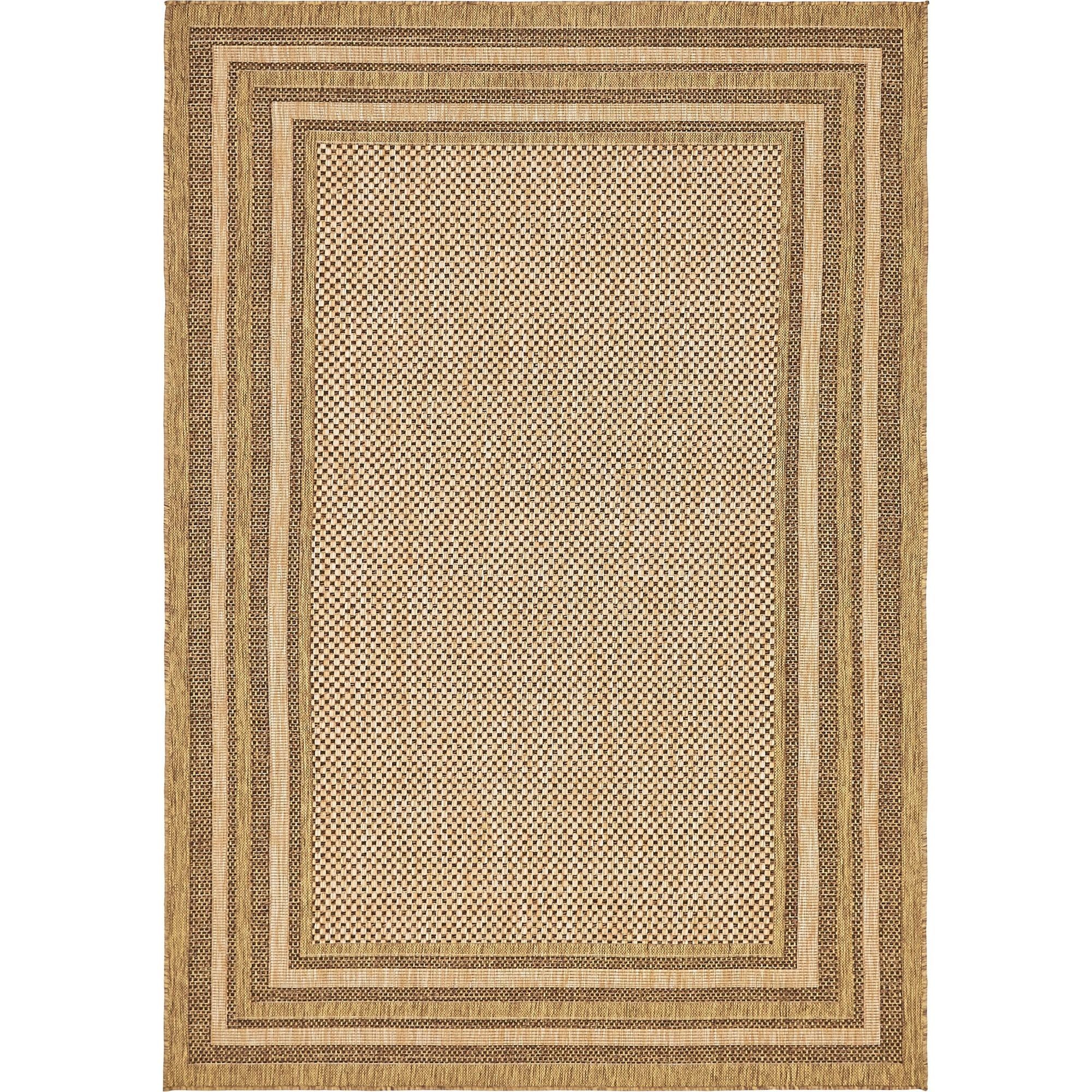 6' x 9' Reversible Multi-Brown Synthetic Outdoor Rug