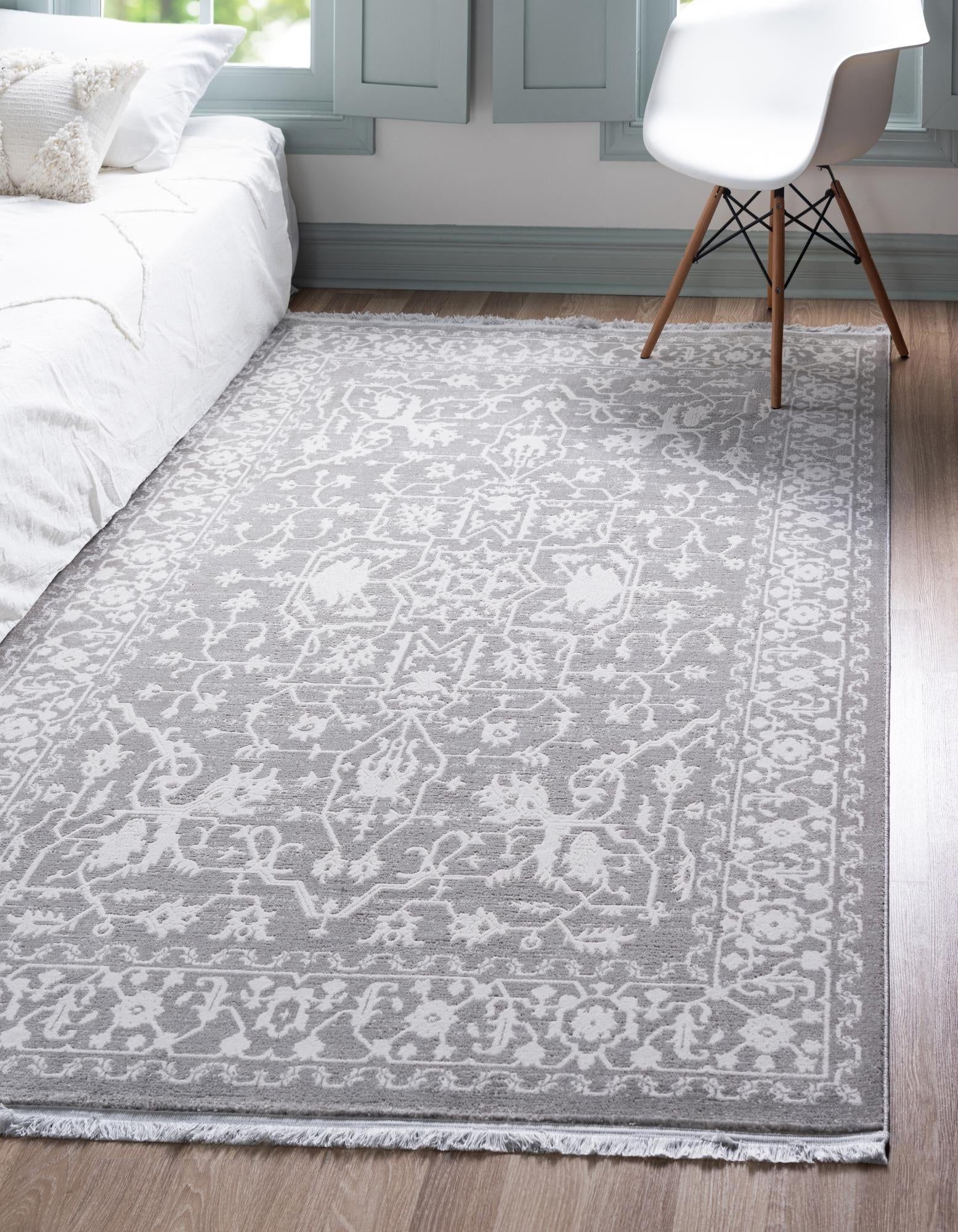 Elysian Light Gray Abstract Indoor Area Rug 5' x 8' - Easy Care & Stain-Resistant