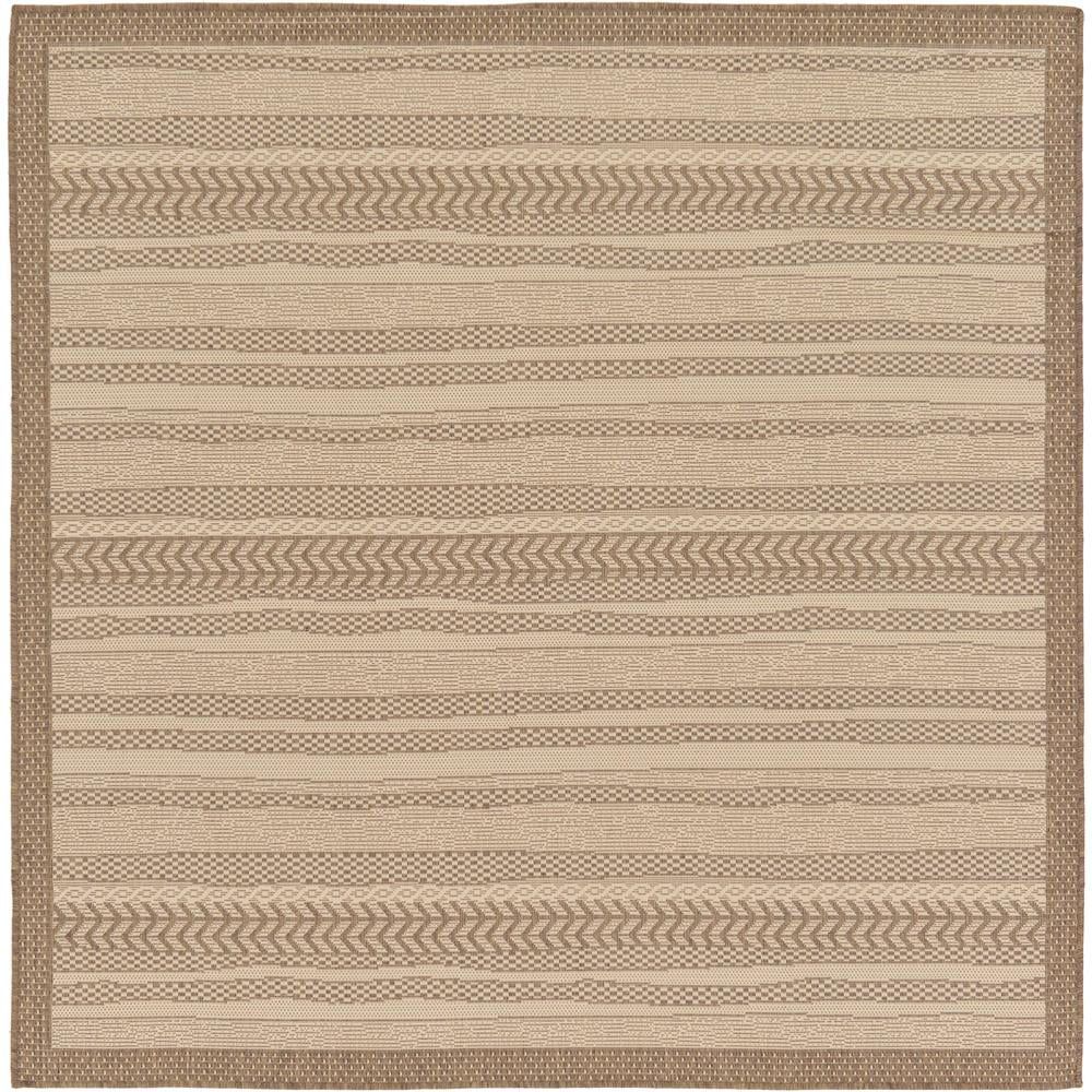 Outdoor Elegance Square Rug in Brown and Beige (6' x 6')