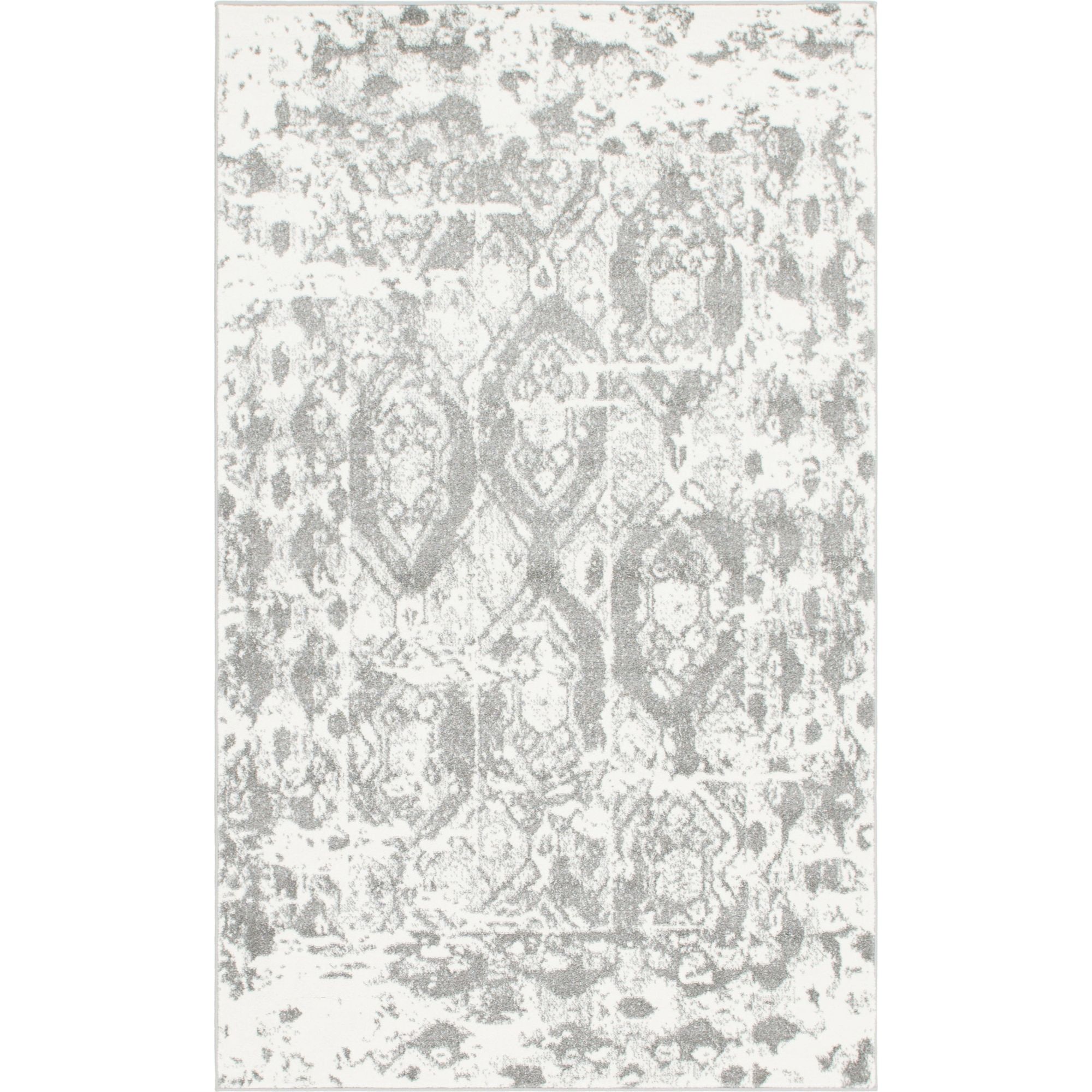 Elegant Light Gray Synthetic 5' x 8' Indoor Rectangular Rug