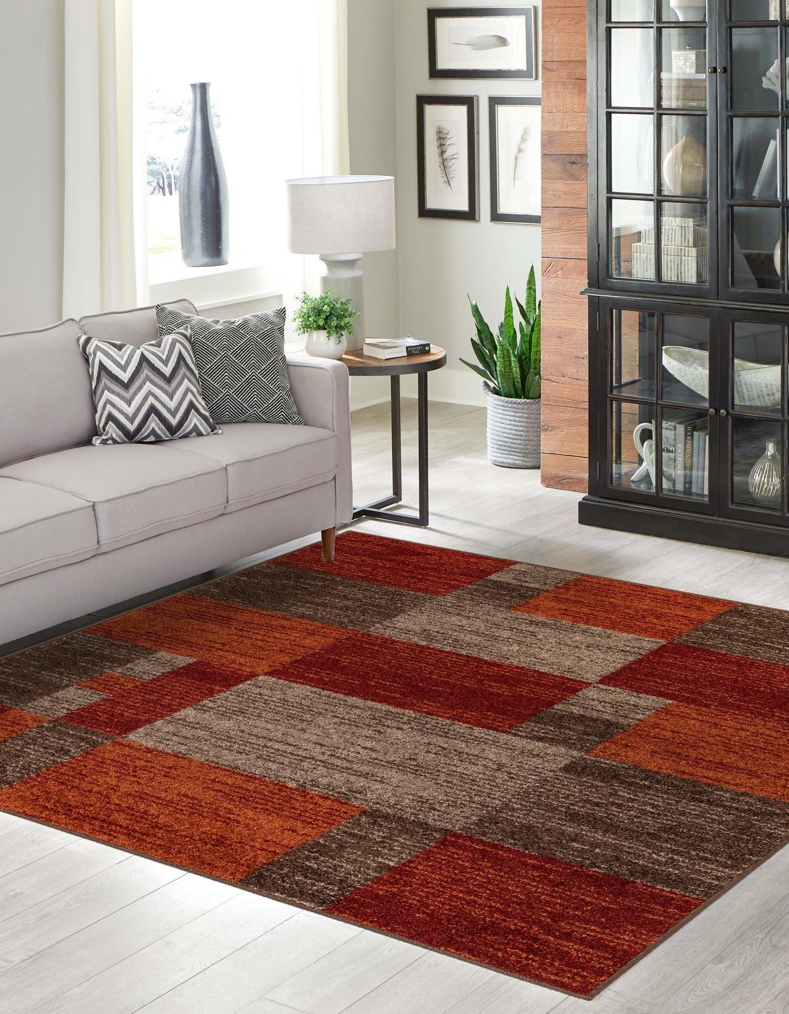 Autumn Collection 5' Square Multi-Color Geometric Area Rug