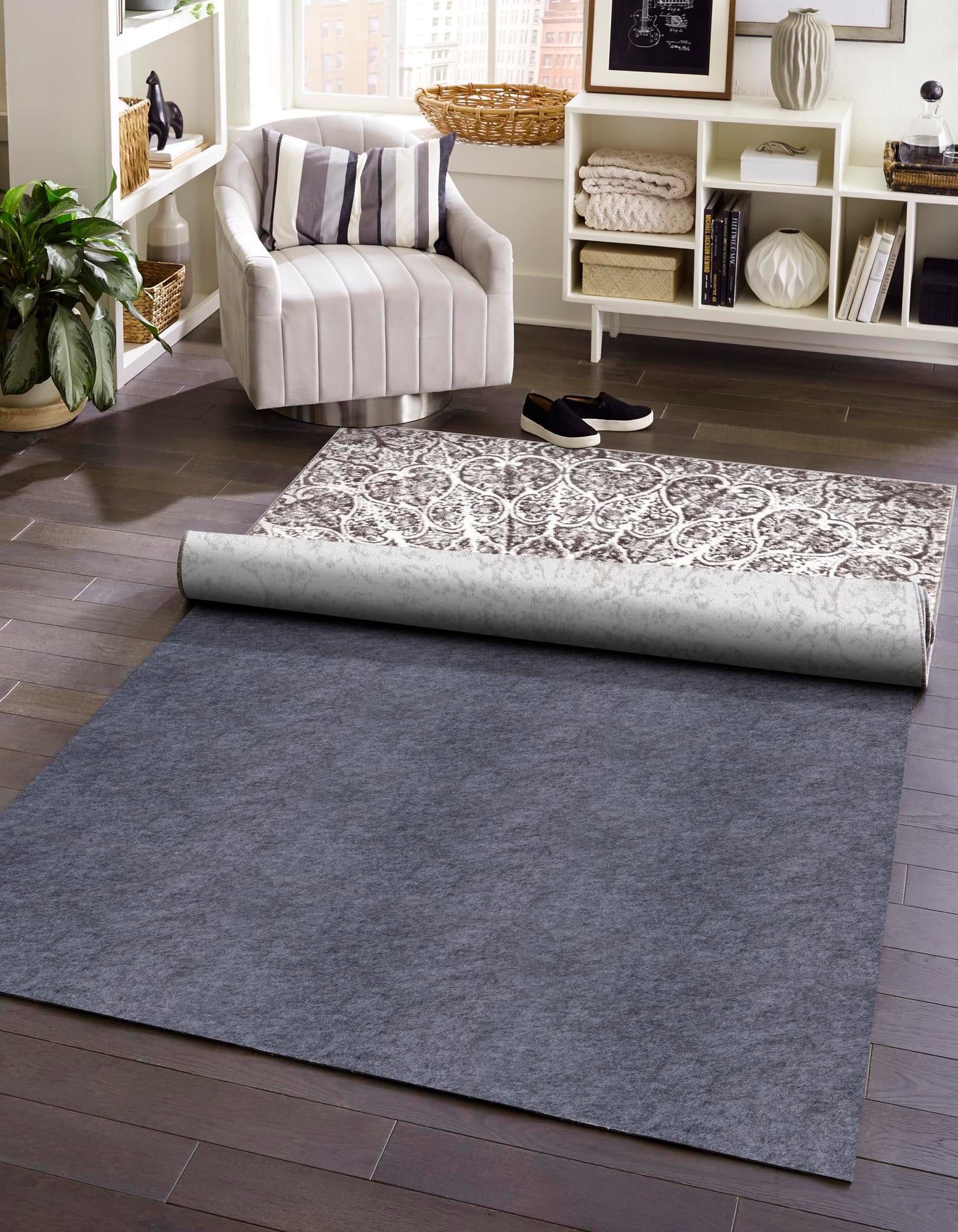 Gray Dual Surface Felt and Rubber Non-Slip Rug Pad 10x13 ft