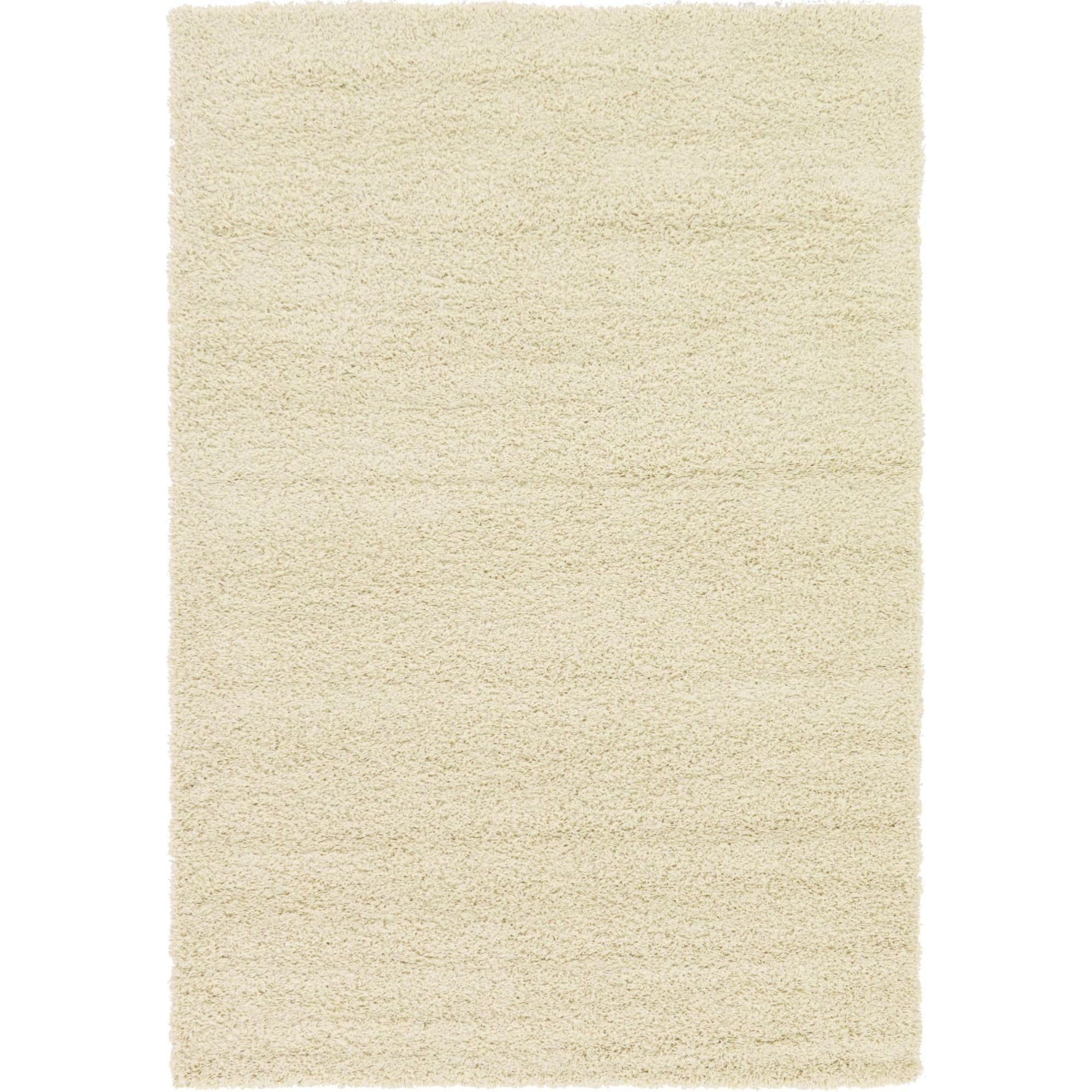 Luxe Soft Ivory Shag Rug 6' x 9' Reversible Rectangular Easy-Care