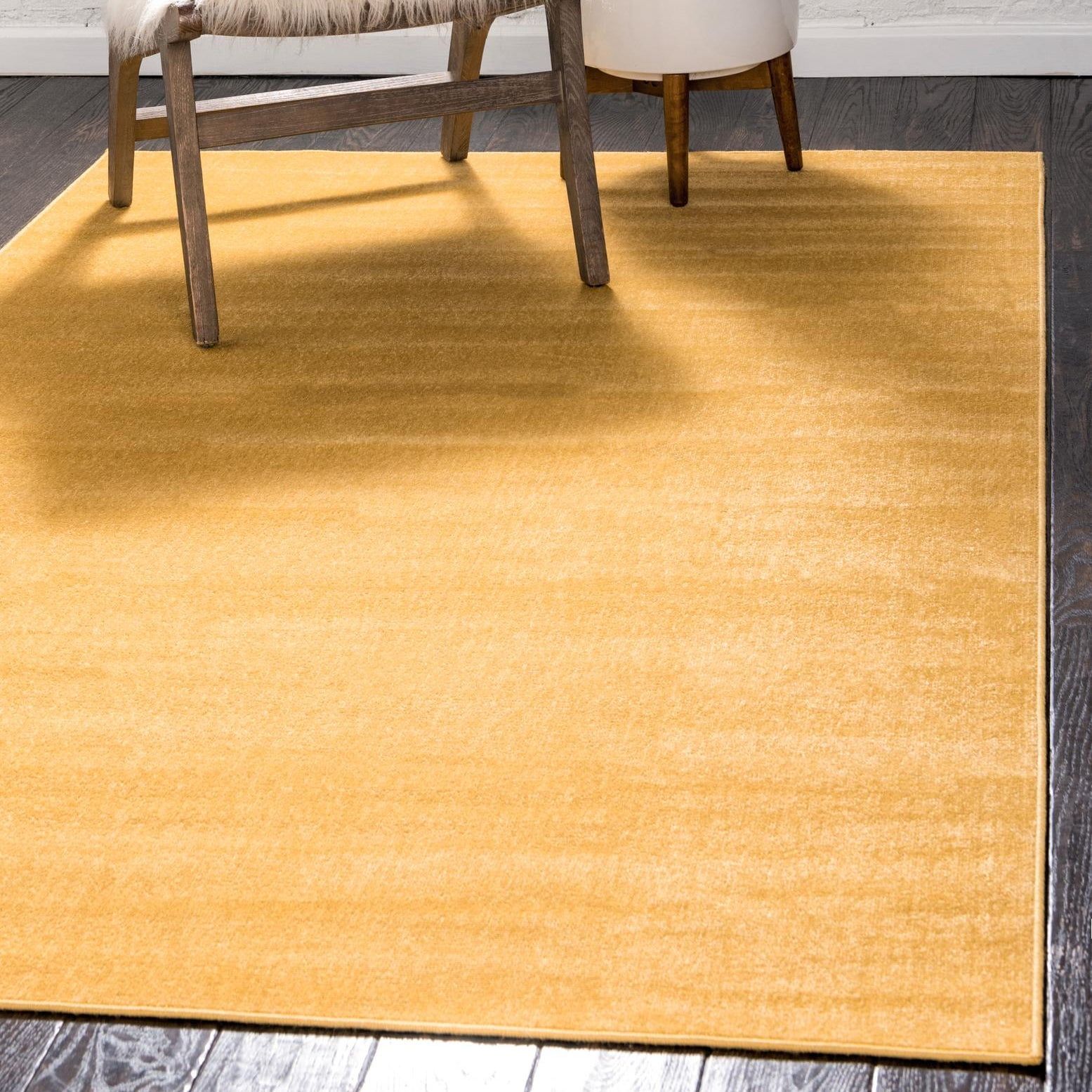 Gold Flat Woven Rectangular 9' x 12' Synthetic Rug