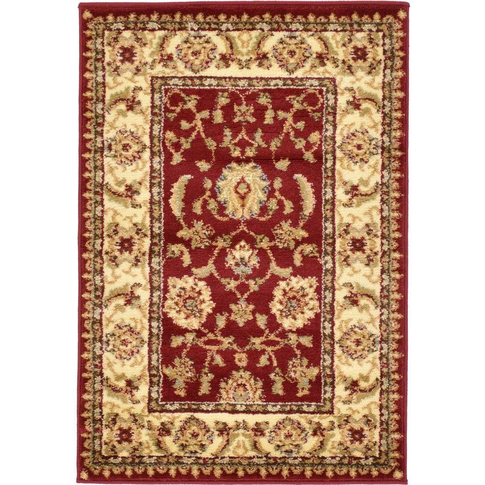 Elegant Voyage Floral Red Synthetic Area Rug, 2' 2" x 3' 1"