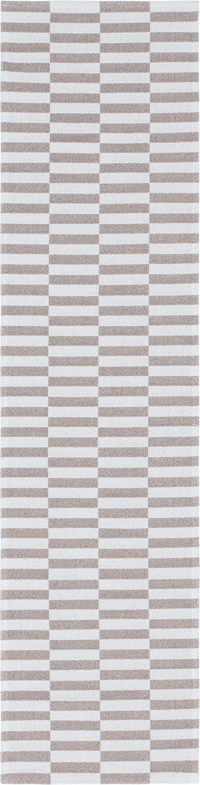 Eco-Friendly Taupe Geometric Indoor Runner Rug 2' 2" x 7' 4"