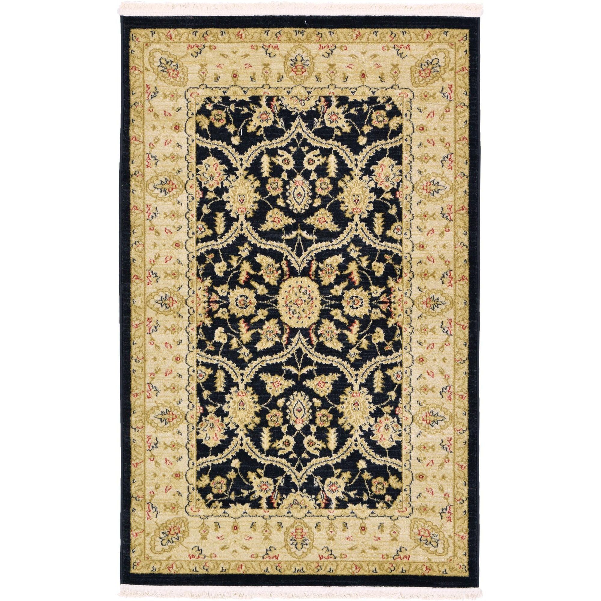 Chelsea Collection Black Rectangular Synthetic Easy Care Rug