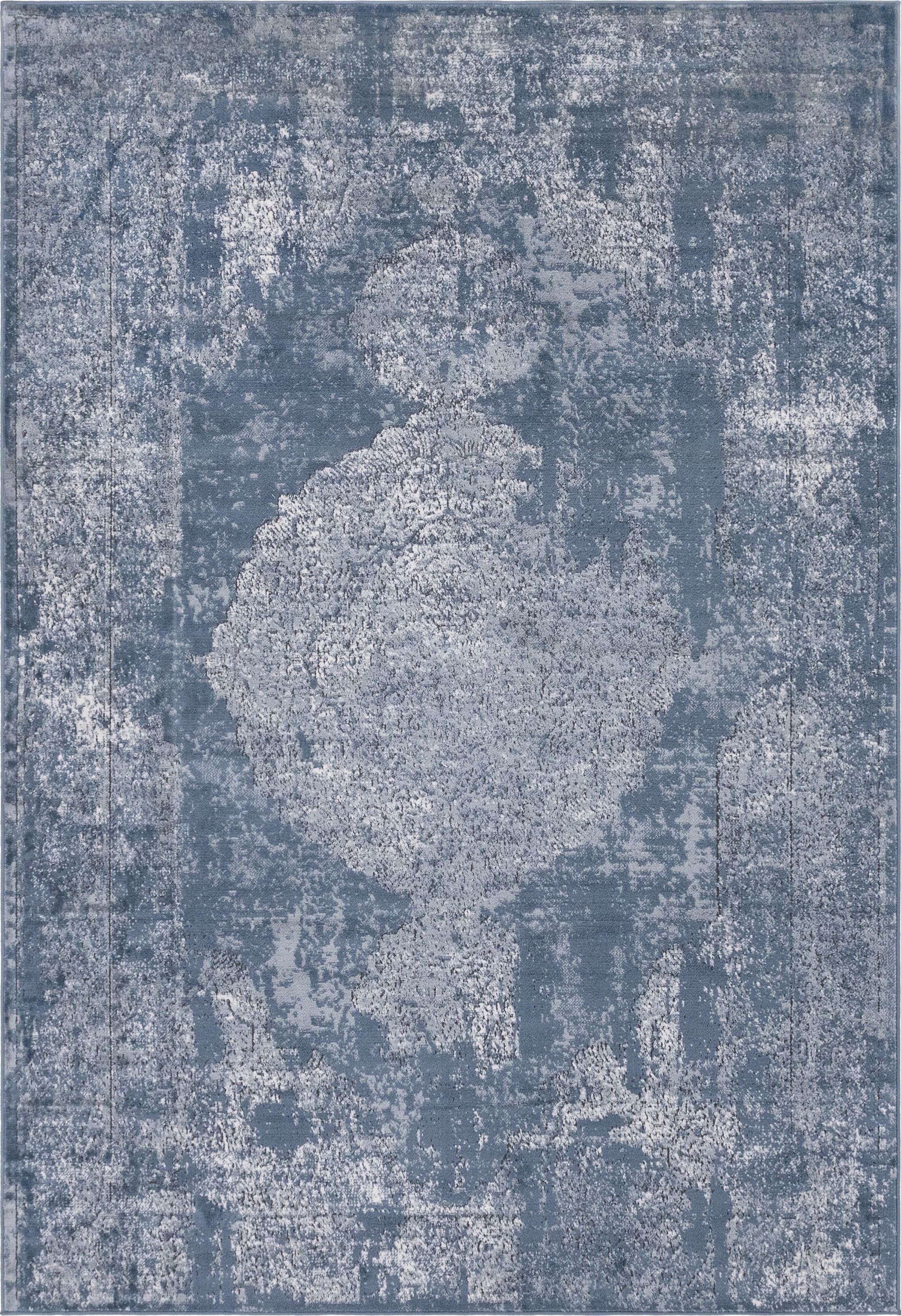 Blue Medallion Synthetic Reversible 6' x 9' Area Rug