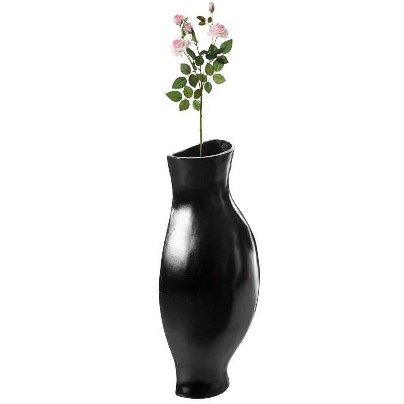 Contemporary Split Duo Black Fiberglass Floor Vase