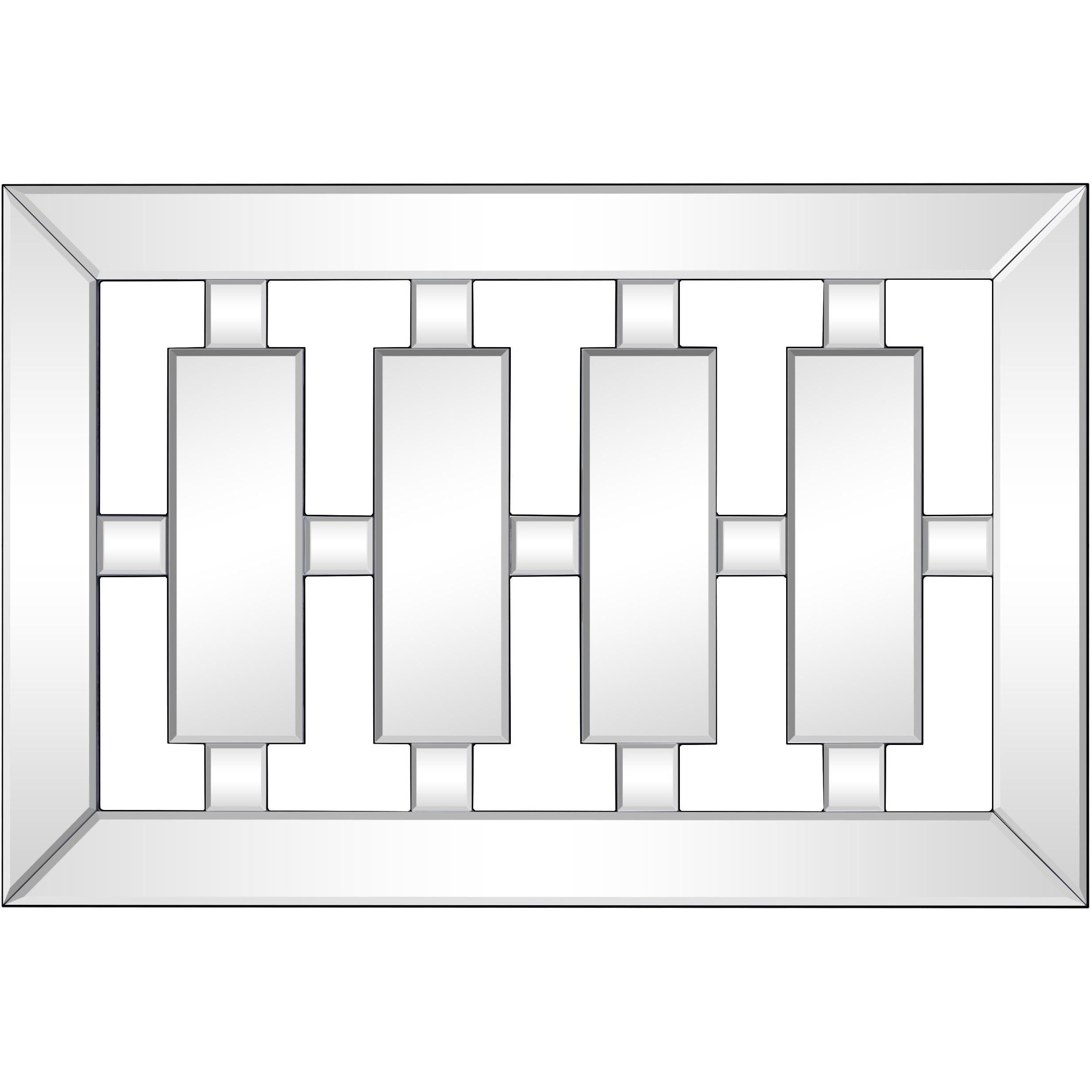 Silver Rectangular Full Length Wall Mirror with Inlaid Design