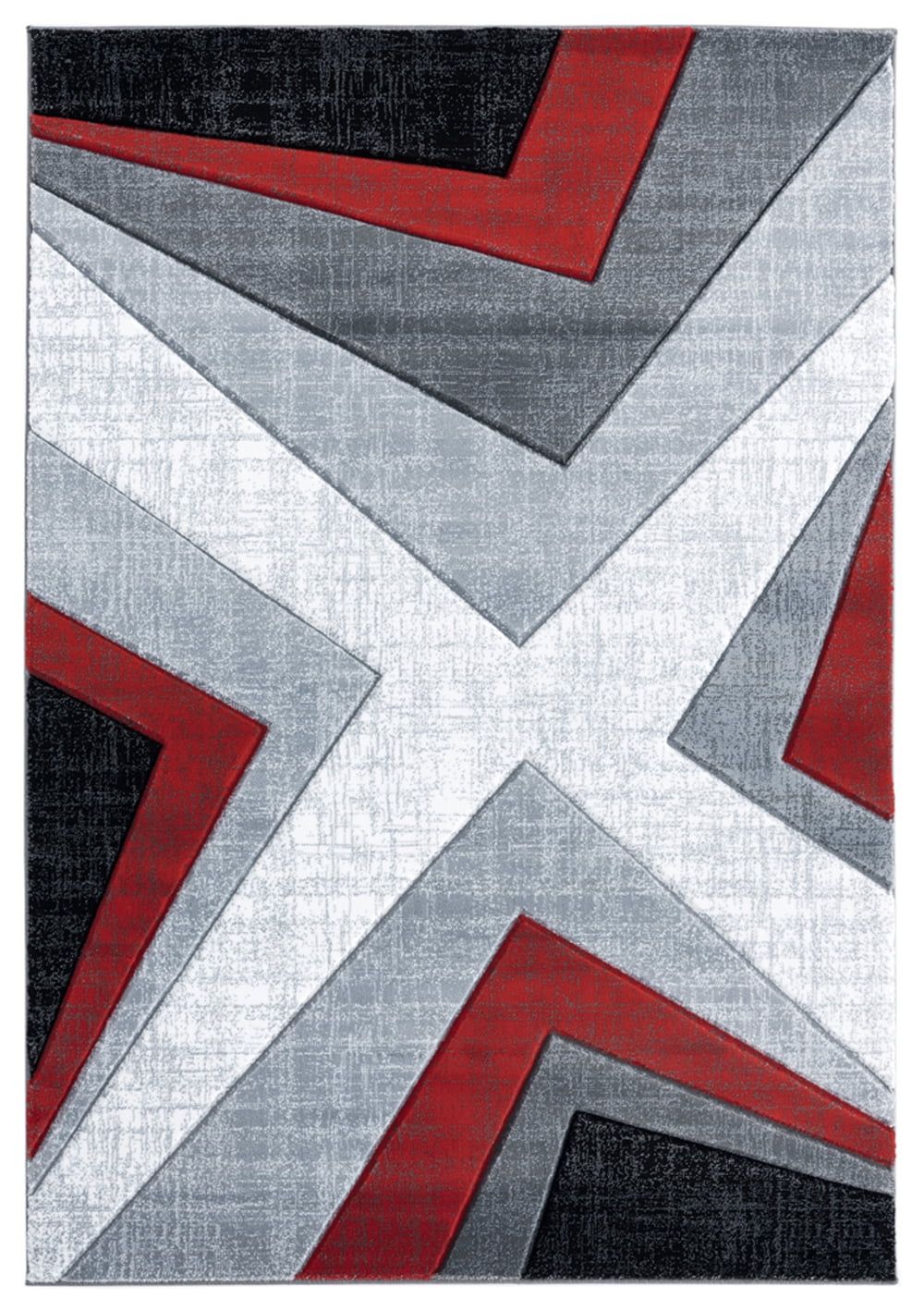 Red and Gray Geometric 3' x 5' Stain-Resistant Rug