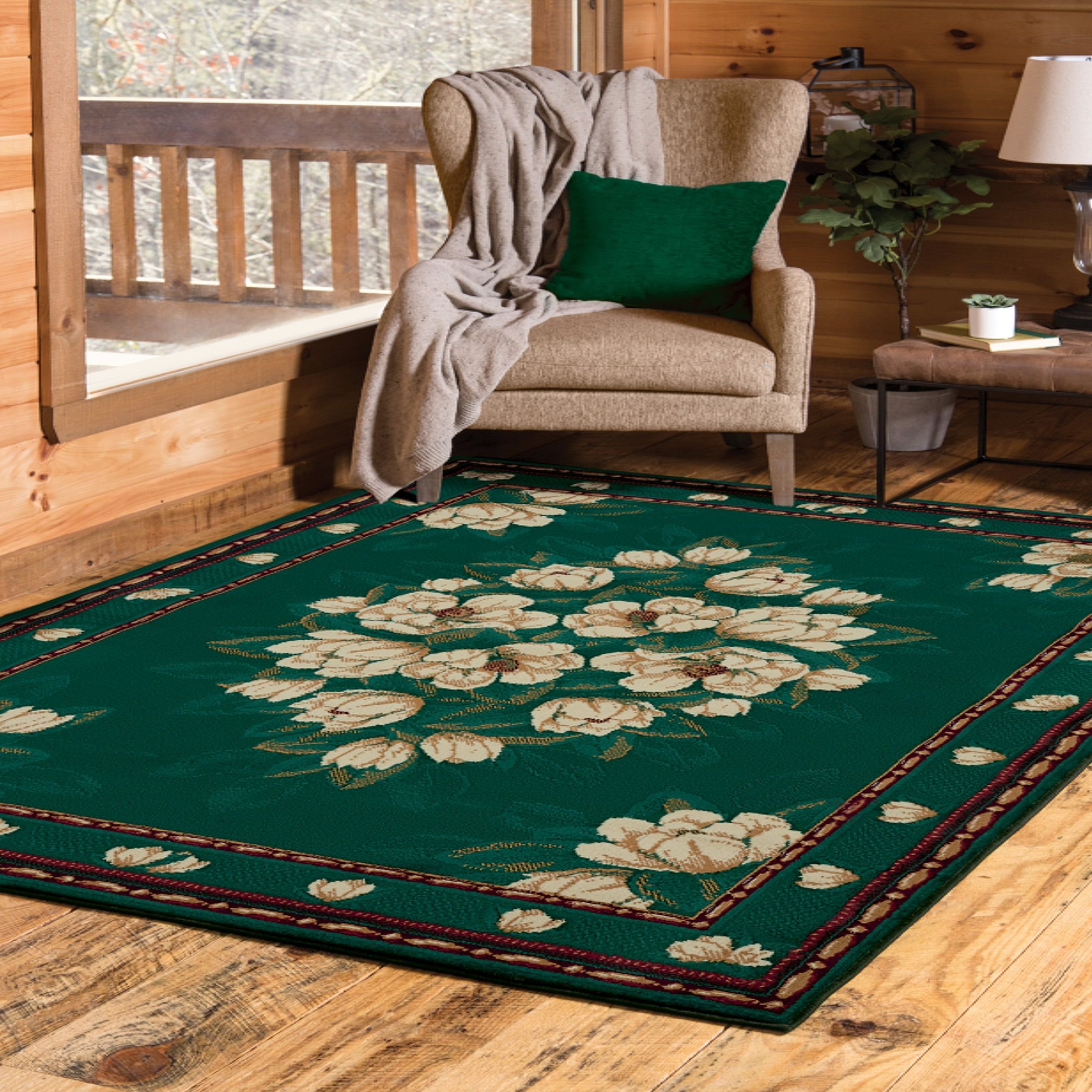 Manhattan Green Synthetic Rectangular 8 x 11 Area Rug