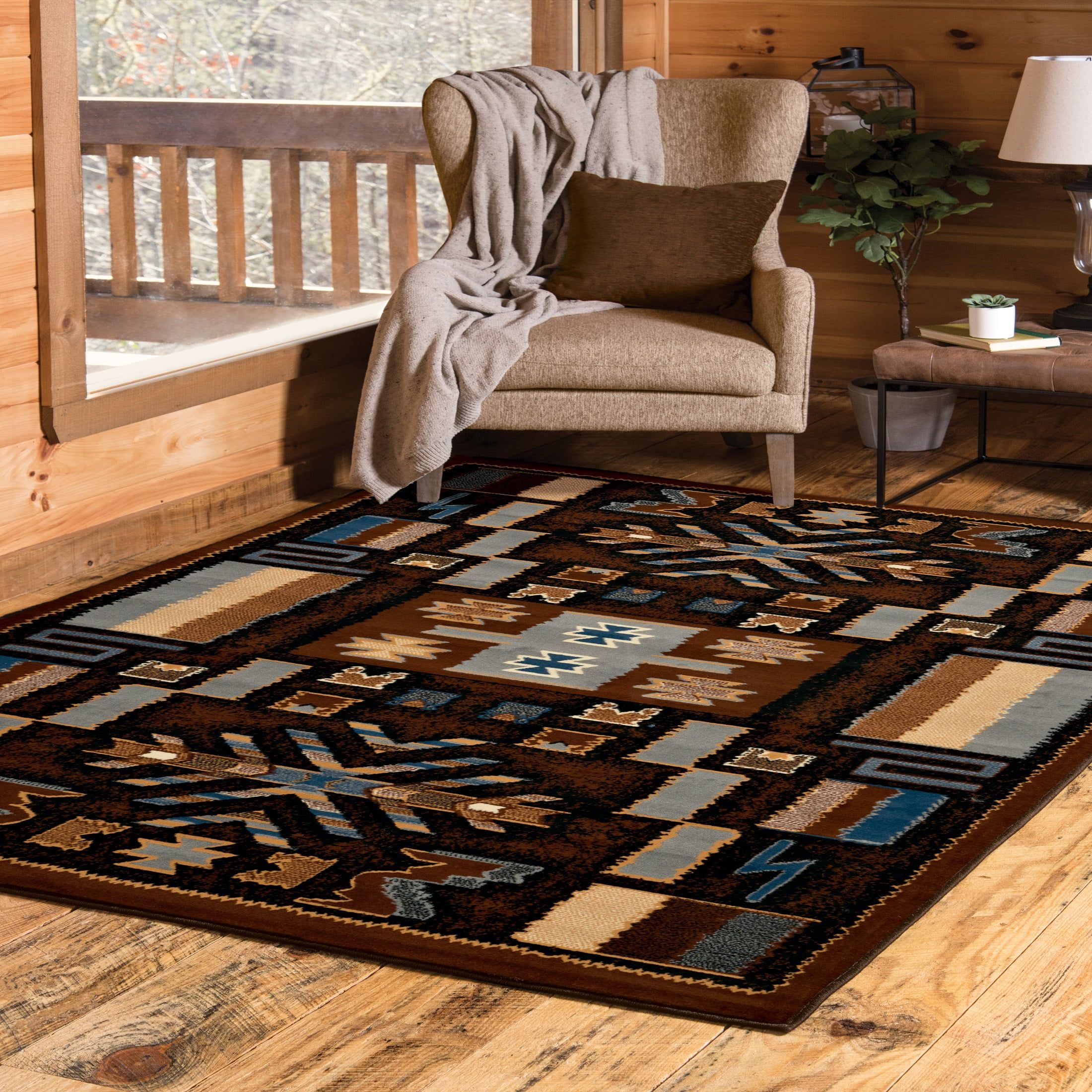 Manhattan Pelham Modern Southwestern Runner Rug, Brown, 1'11" x 7'4"